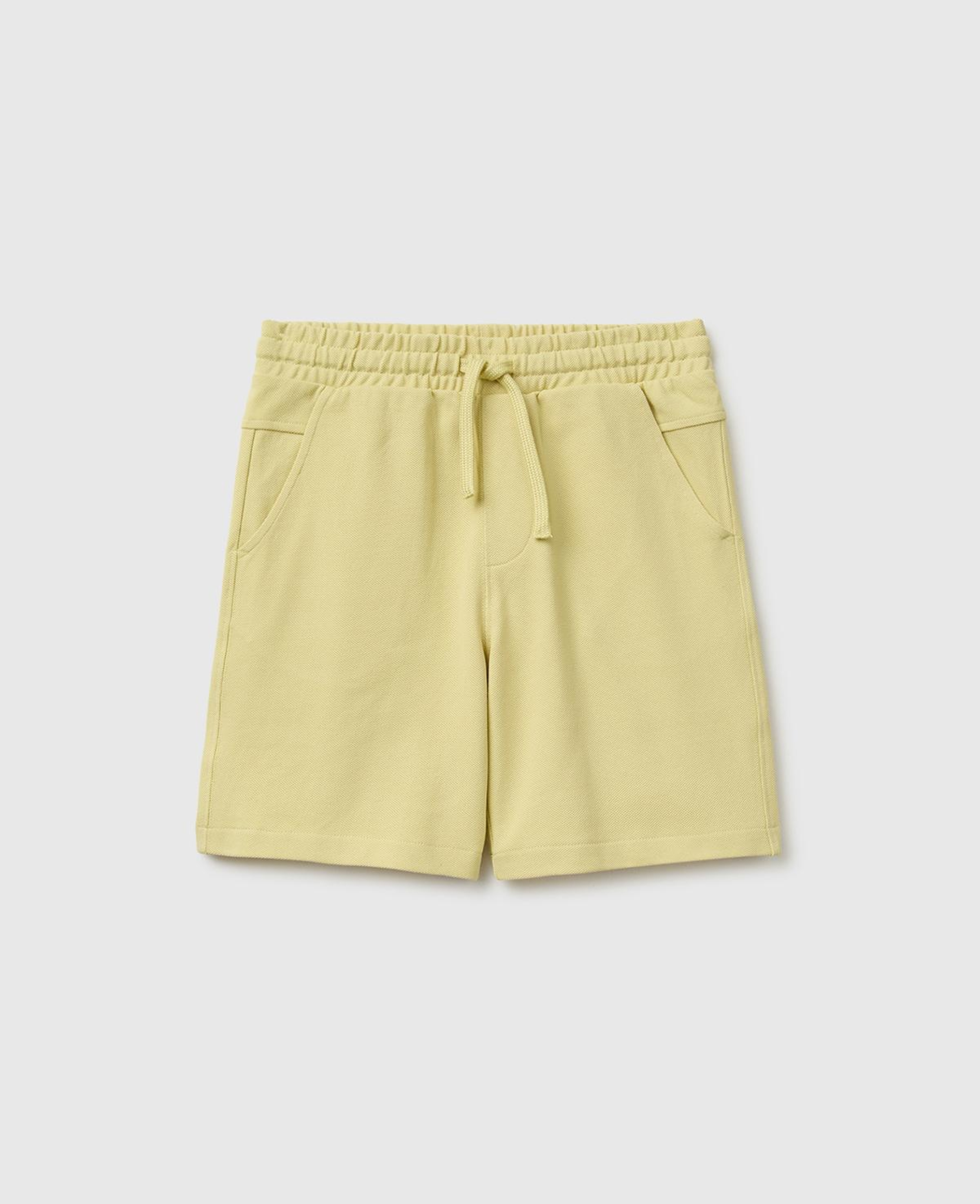 Erkek Çocuk Sarı Beli Lastikli Relaxed Fit Bermuda Şort