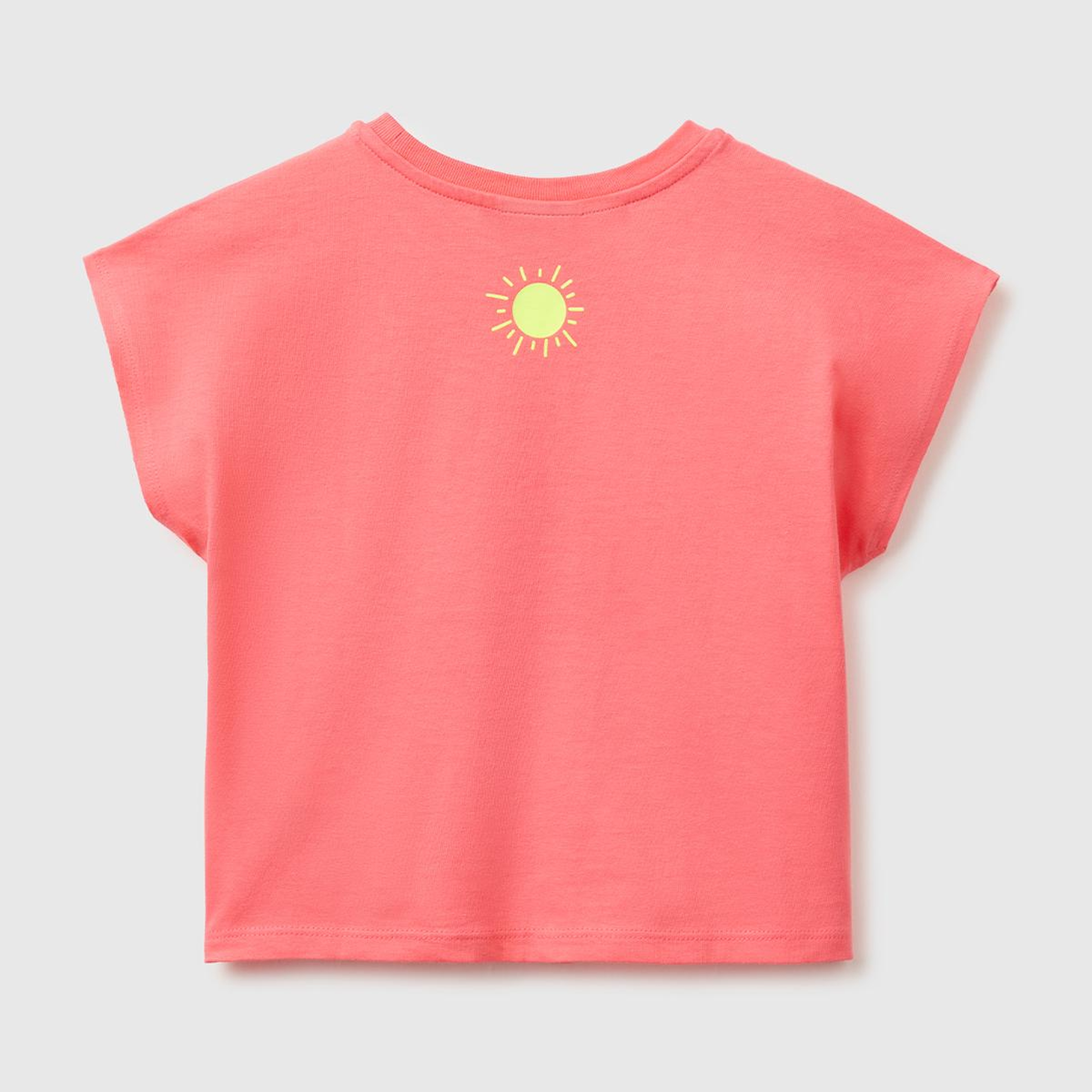 Kız Çocuk Mercan Lilo & Stitch Baskı Detaylı Bisiklet Yaka T-Shirt