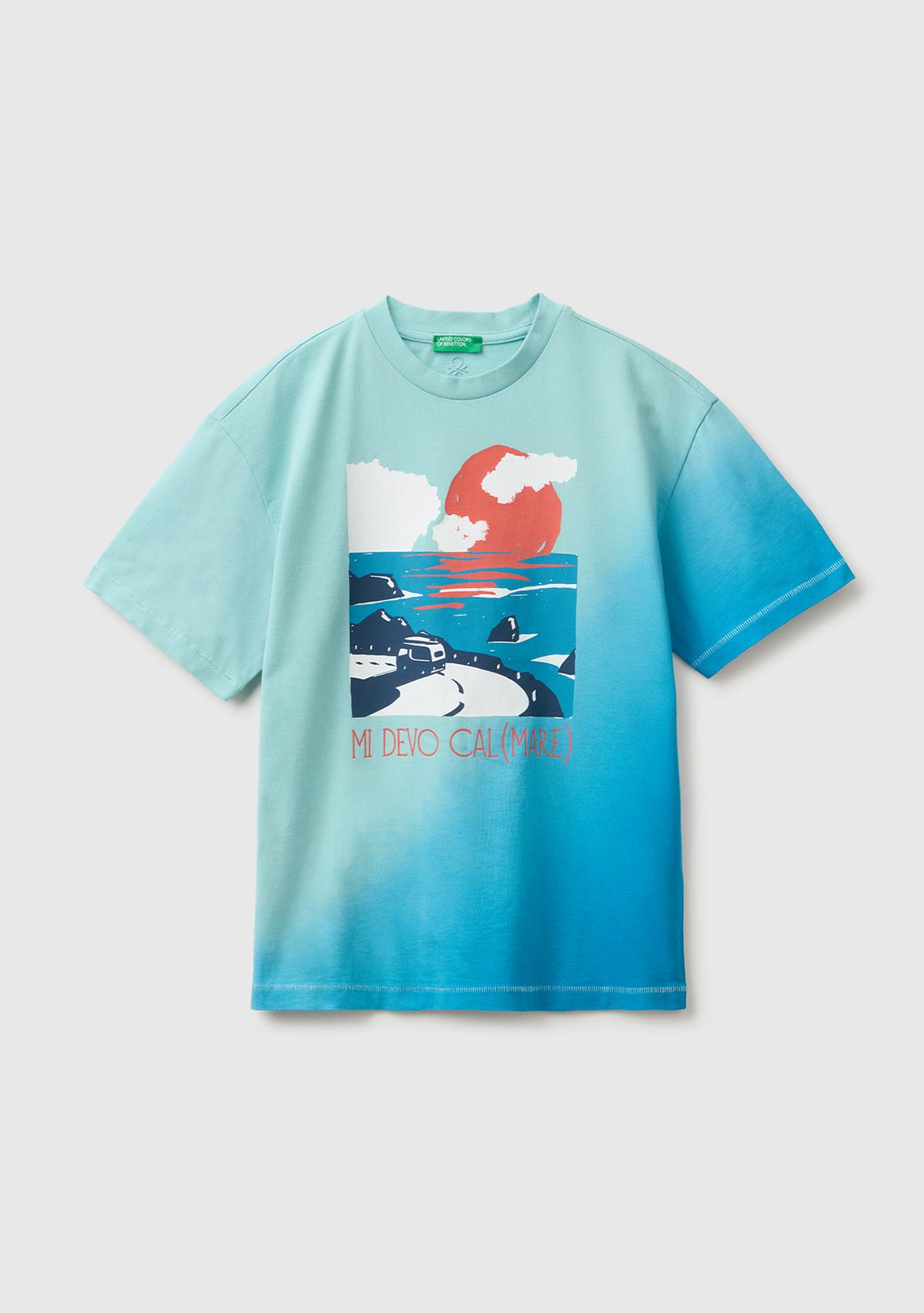 Erkek Çocuk Turkuaz Mix Çok Renkli Baskılı Bisiklet Yaka T-Shirt
