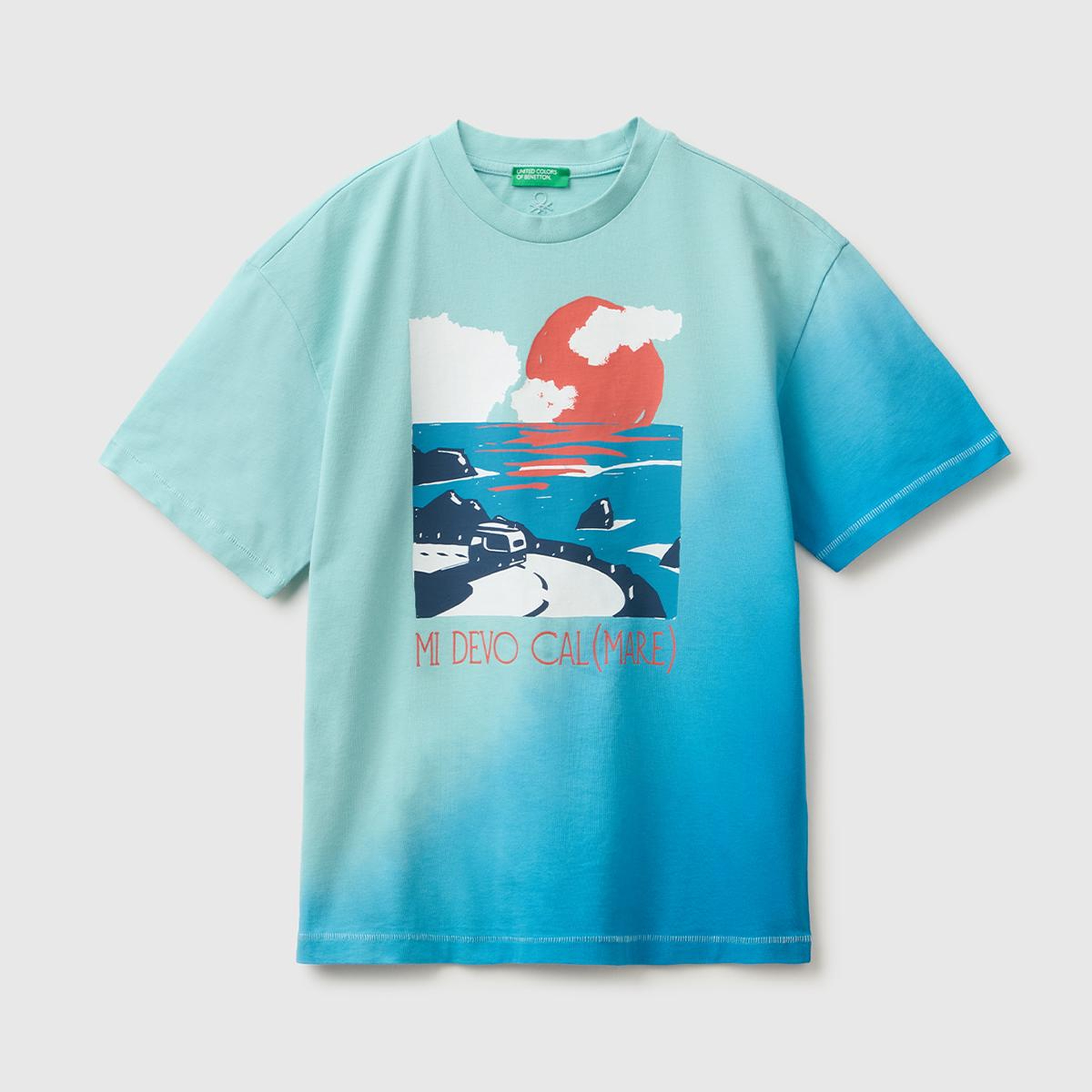 Erkek Çocuk Turkuaz Mix Çok Renkli Baskılı Bisiklet Yaka T-Shirt