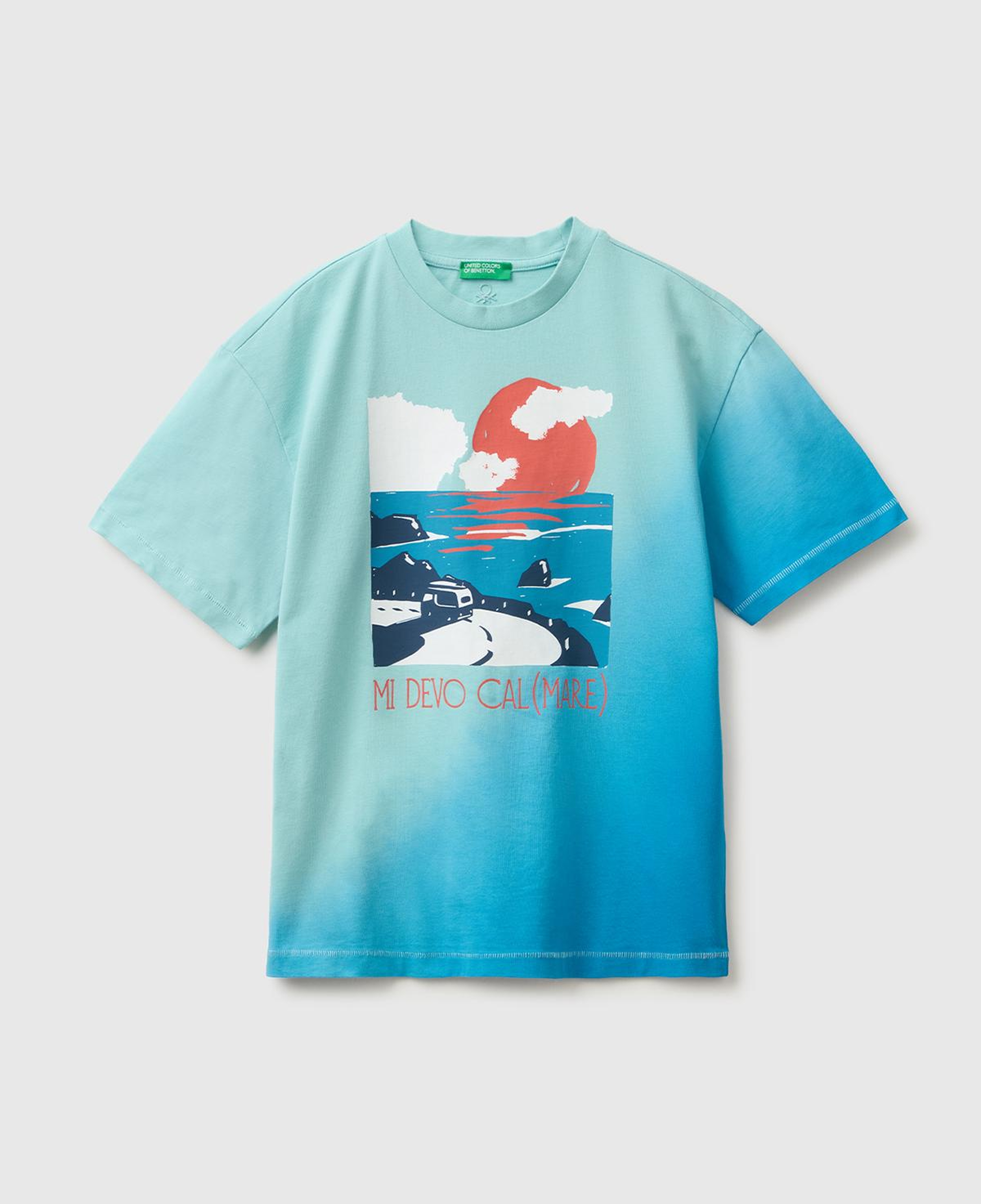 Erkek Çocuk Turkuaz Mix Çok Renkli Baskılı Bisiklet Yaka T-Shirt