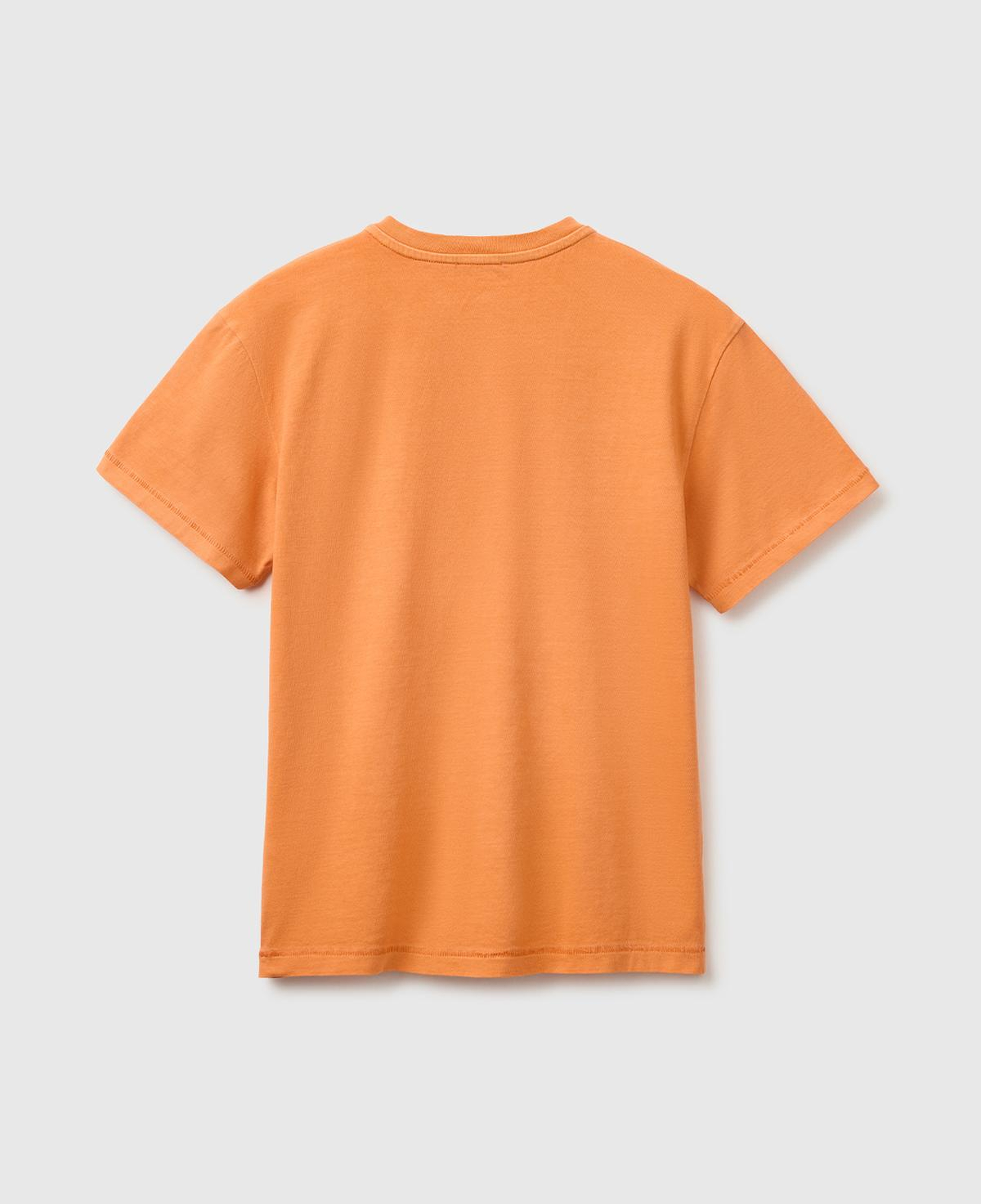 Erkek Çocuk Turuncu İşleme Detaylı Yuvarlak Yaka T-Shirt