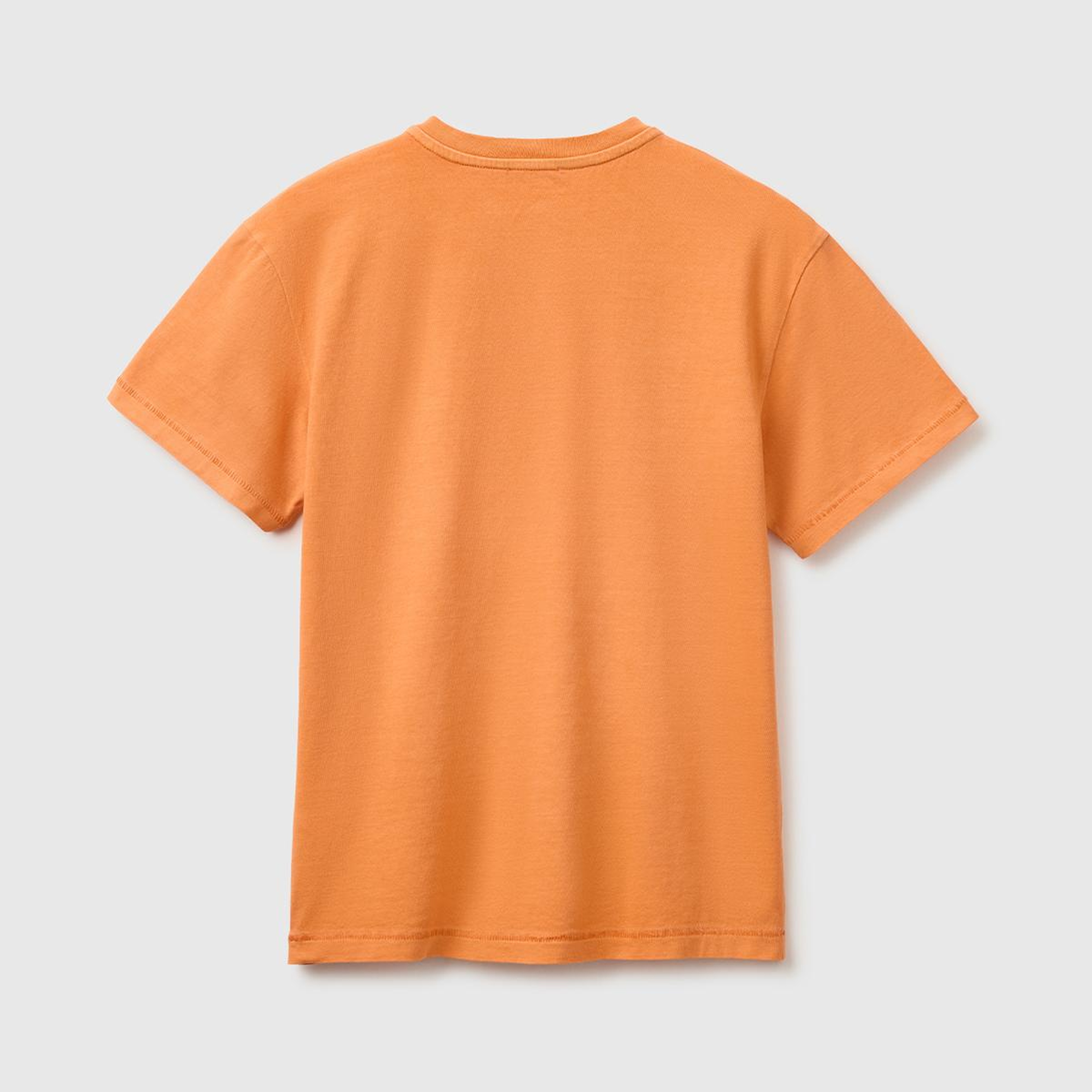 Erkek Çocuk Turuncu İşleme Detaylı Yuvarlak Yaka T-Shirt