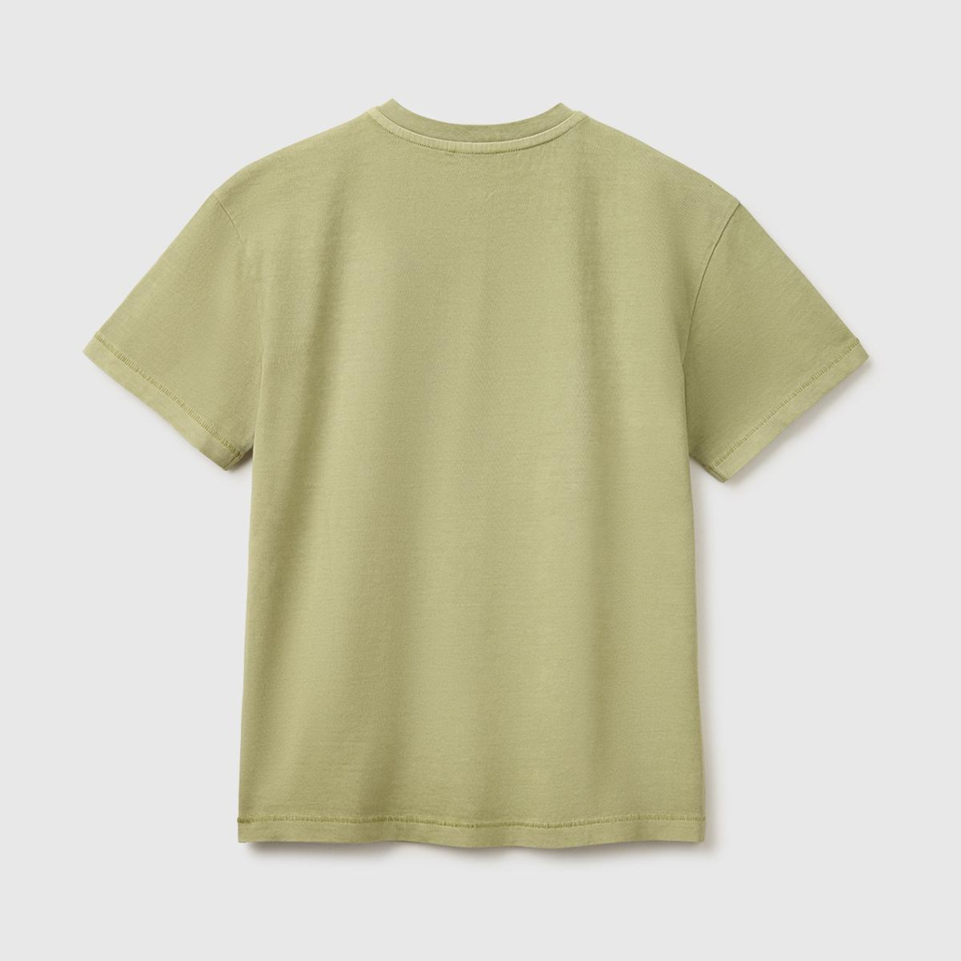 Erkek Çocuk Haki İşleme Detaylı Yuvarlak Yaka T-Shirt
