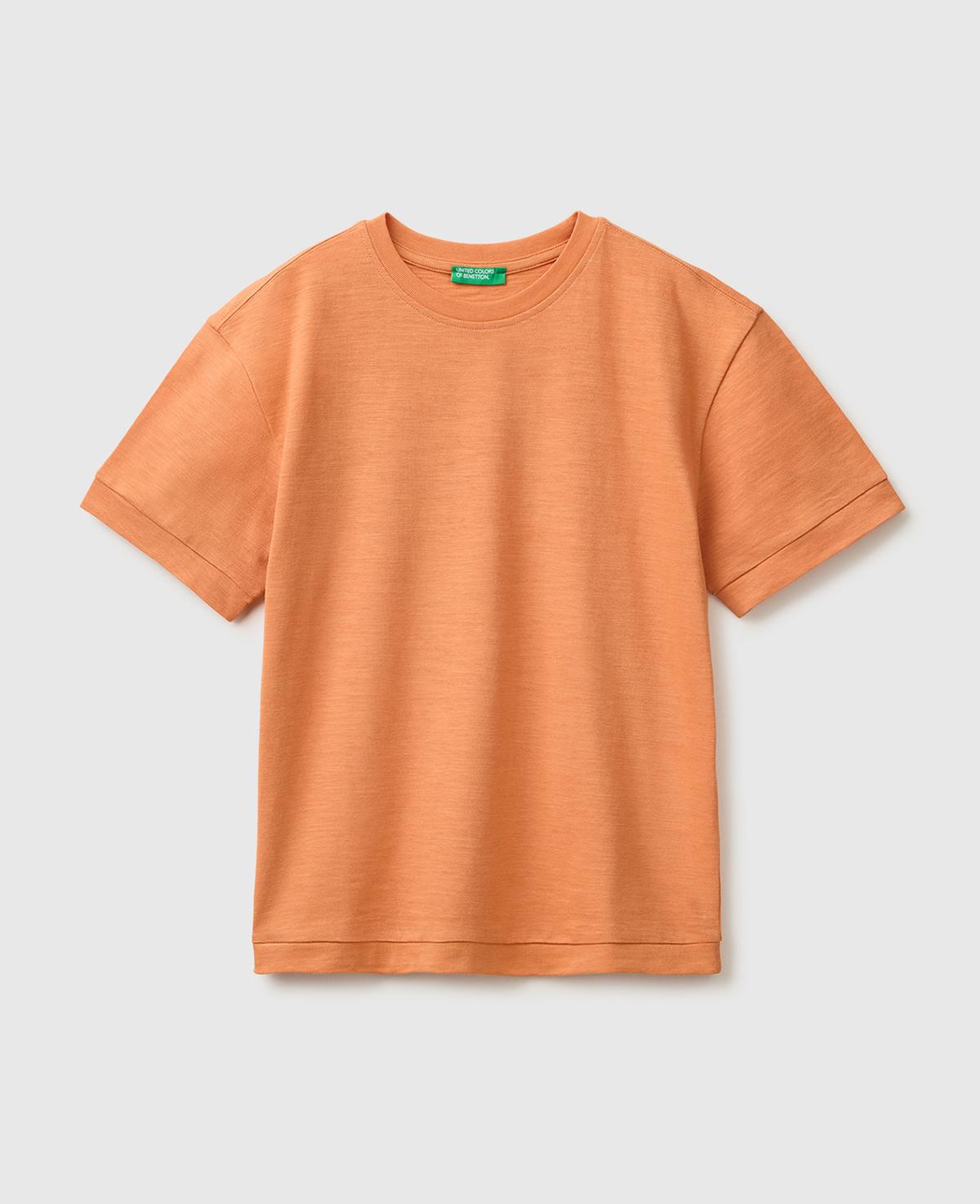 Erkek Çocuk Turuncu Önü Baskı Detaylı Bisiklet Yaka T-Shirt