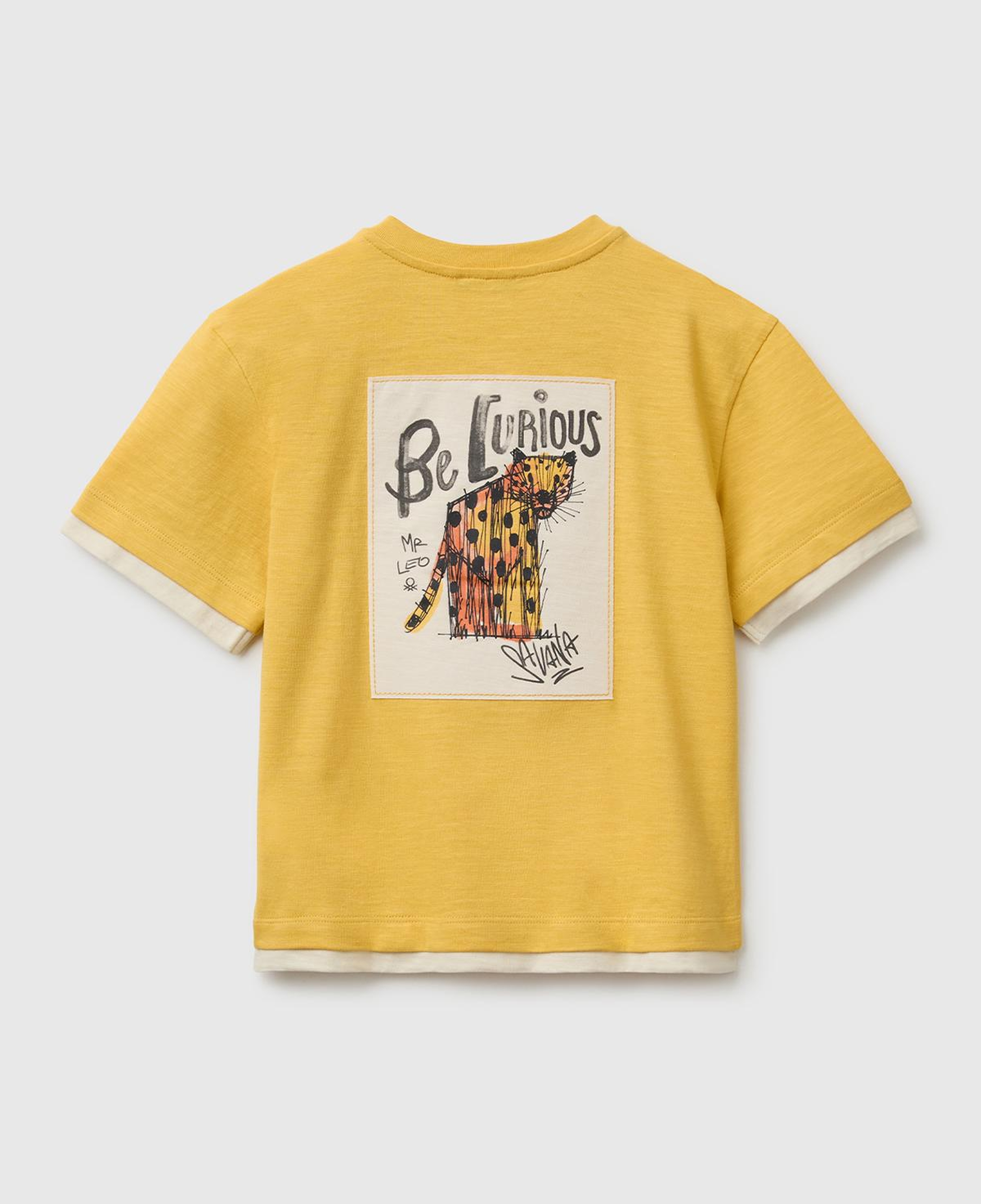 Erkek Çocuk Hardal Sarısı Göğsü Baskı Detaylı Düğmeli Bisiklet Yaka T-Shirt
