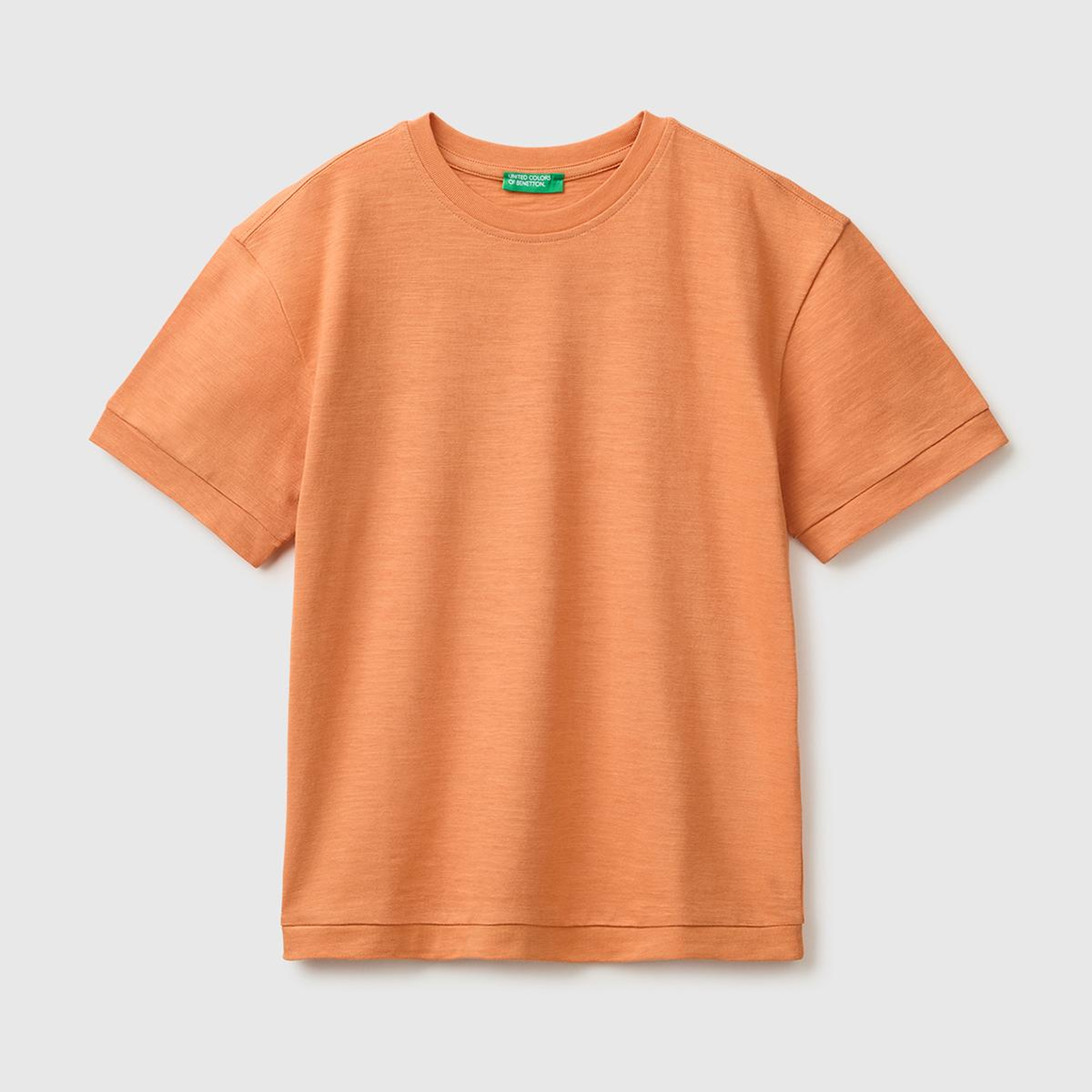 Erkek Çocuk Turuncu Önü Baskı Detaylı Bisiklet Yaka T-Shirt