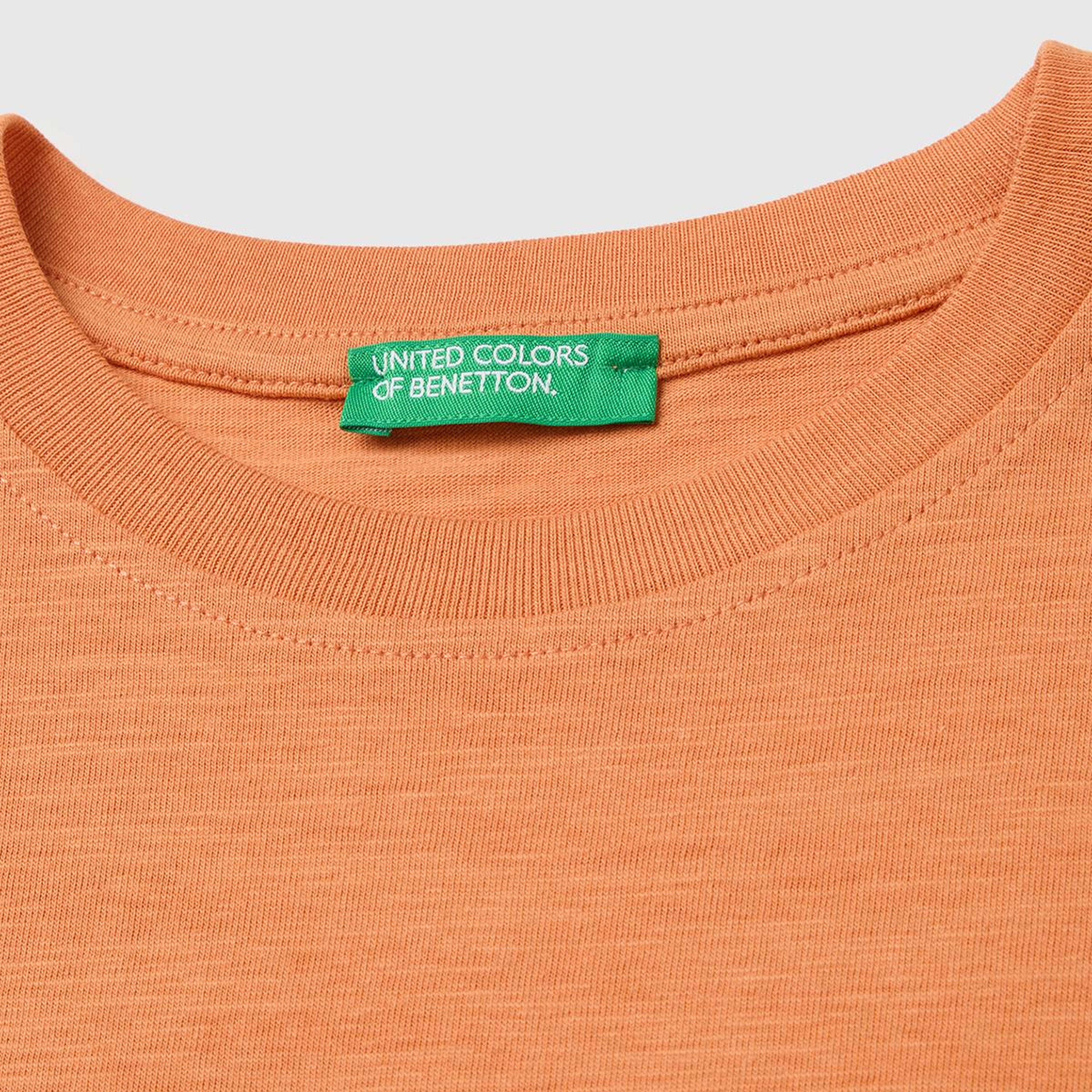 Erkek Çocuk Turuncu Önü Baskı Detaylı Bisiklet Yaka T-Shirt