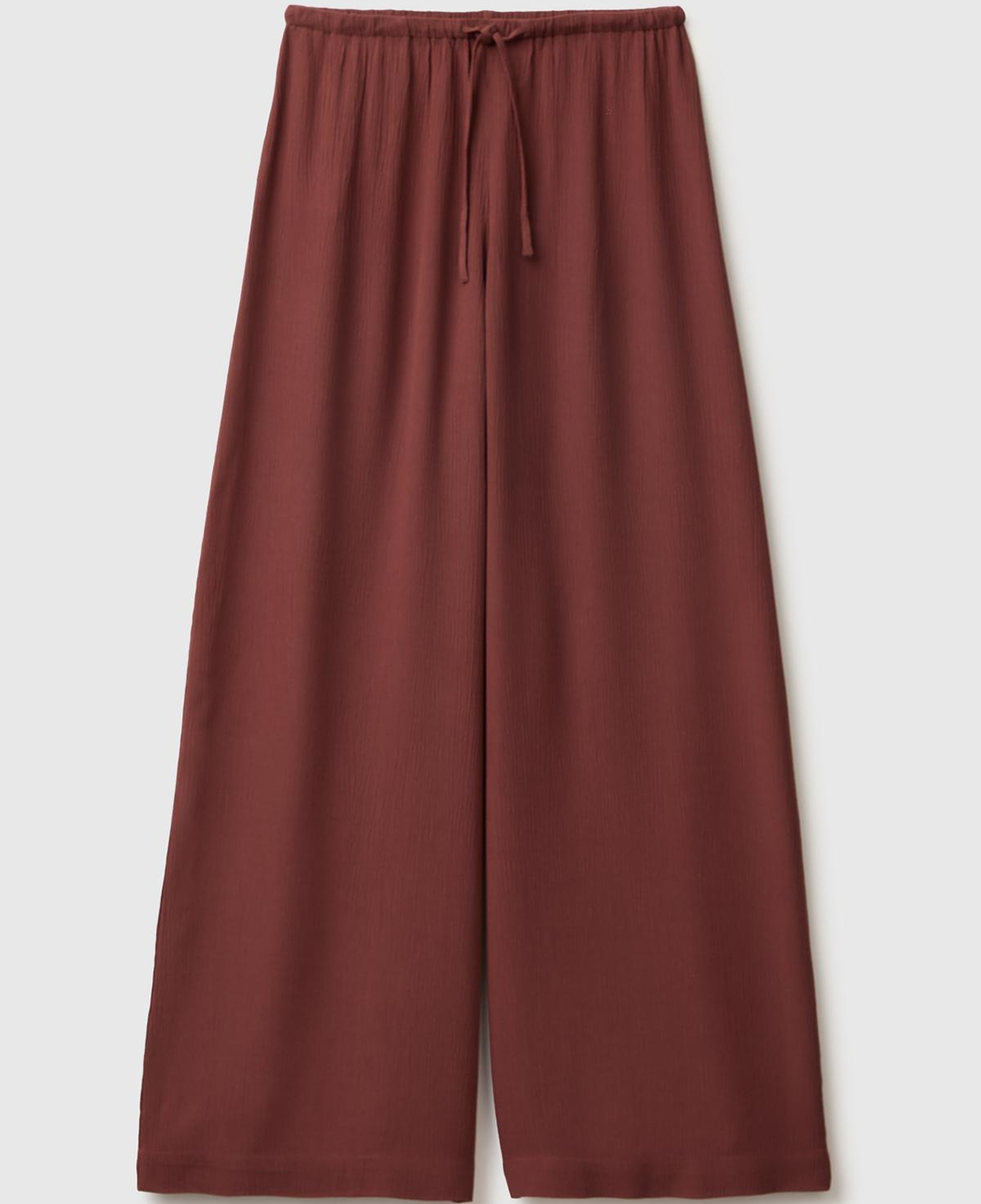 Kadın Koyu Kahverengi %100 Viskoz Beli Lastikli Geniş Paça Pantolon
