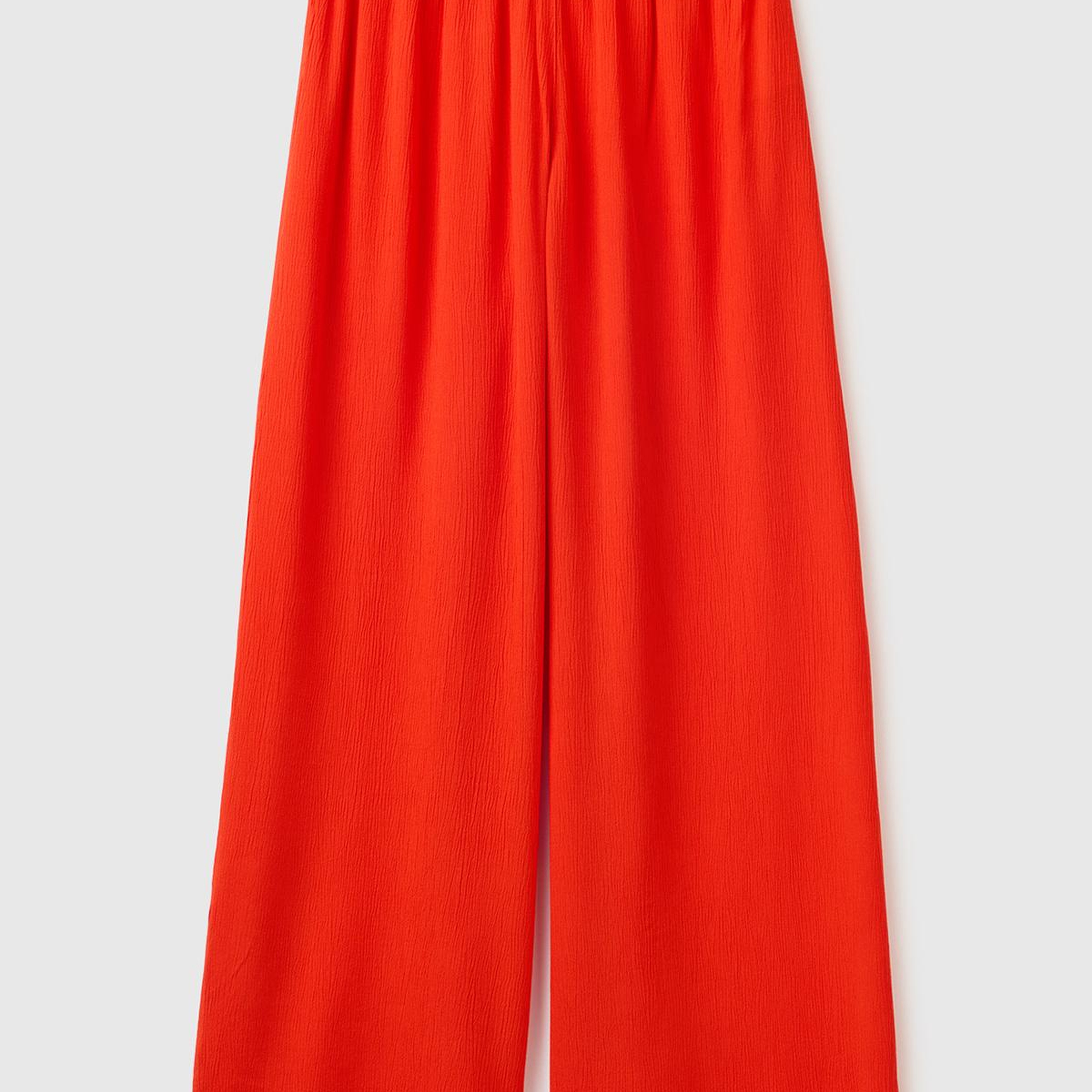 Kadın Kırmızı %100 Viskoz Beli Lastikli Geniş Paça Pantolon