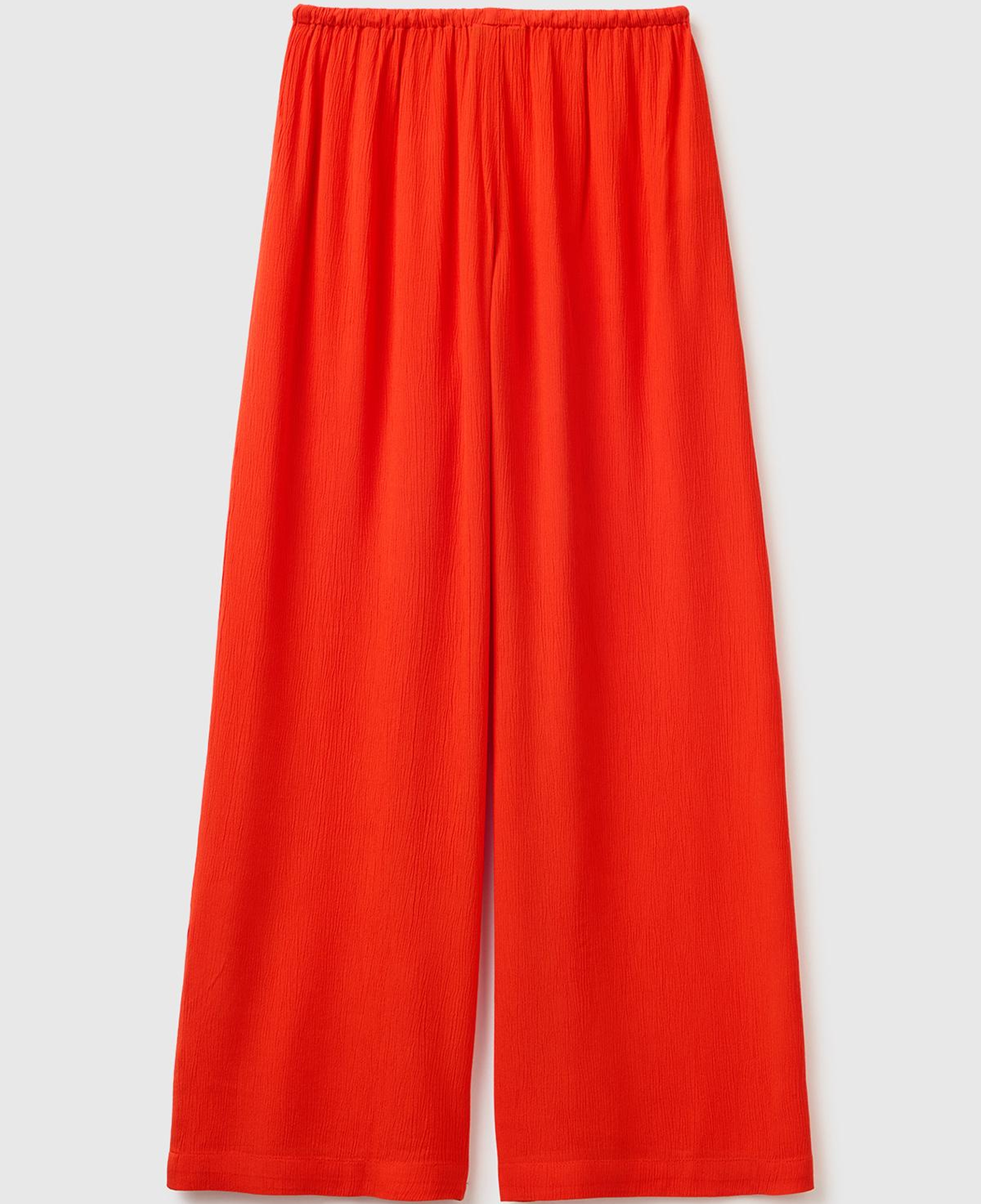 Kadın Kırmızı %100 Viskoz Beli Lastikli Geniş Paça Pantolon
