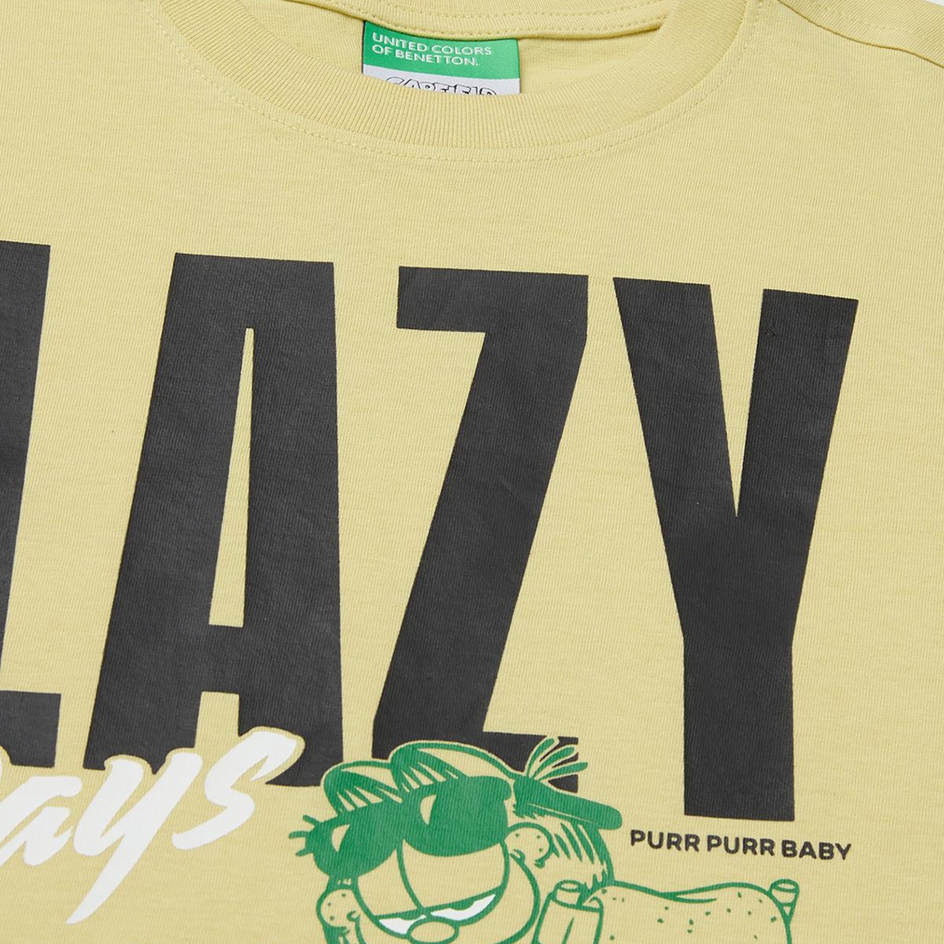 Erkek Çocuk Sarı Garfield Baskı Detaylı Yuvarlak Yaka T-Shirt