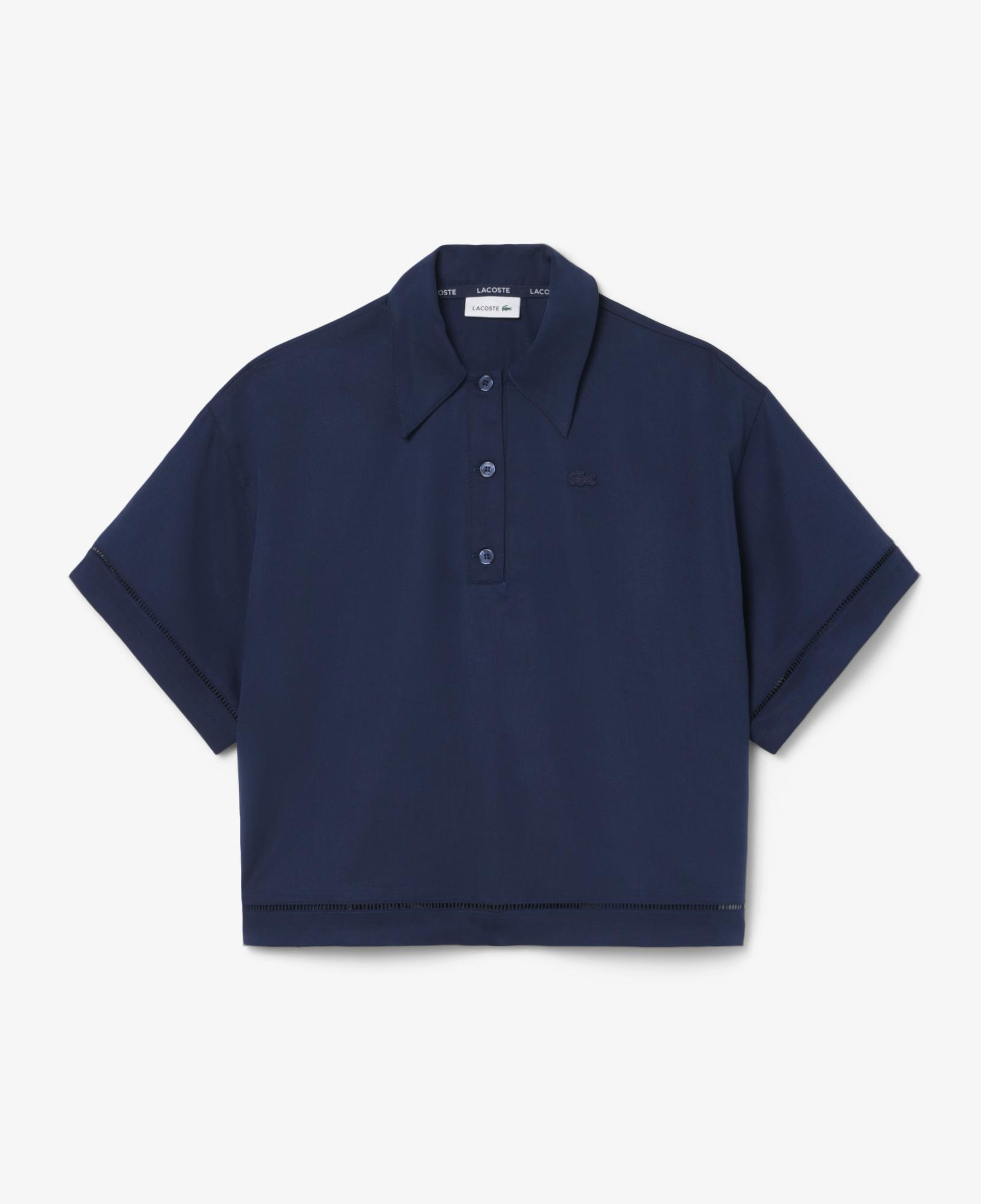 Kadın Oversize Fit Truvakar Kollu Lacivert Polo