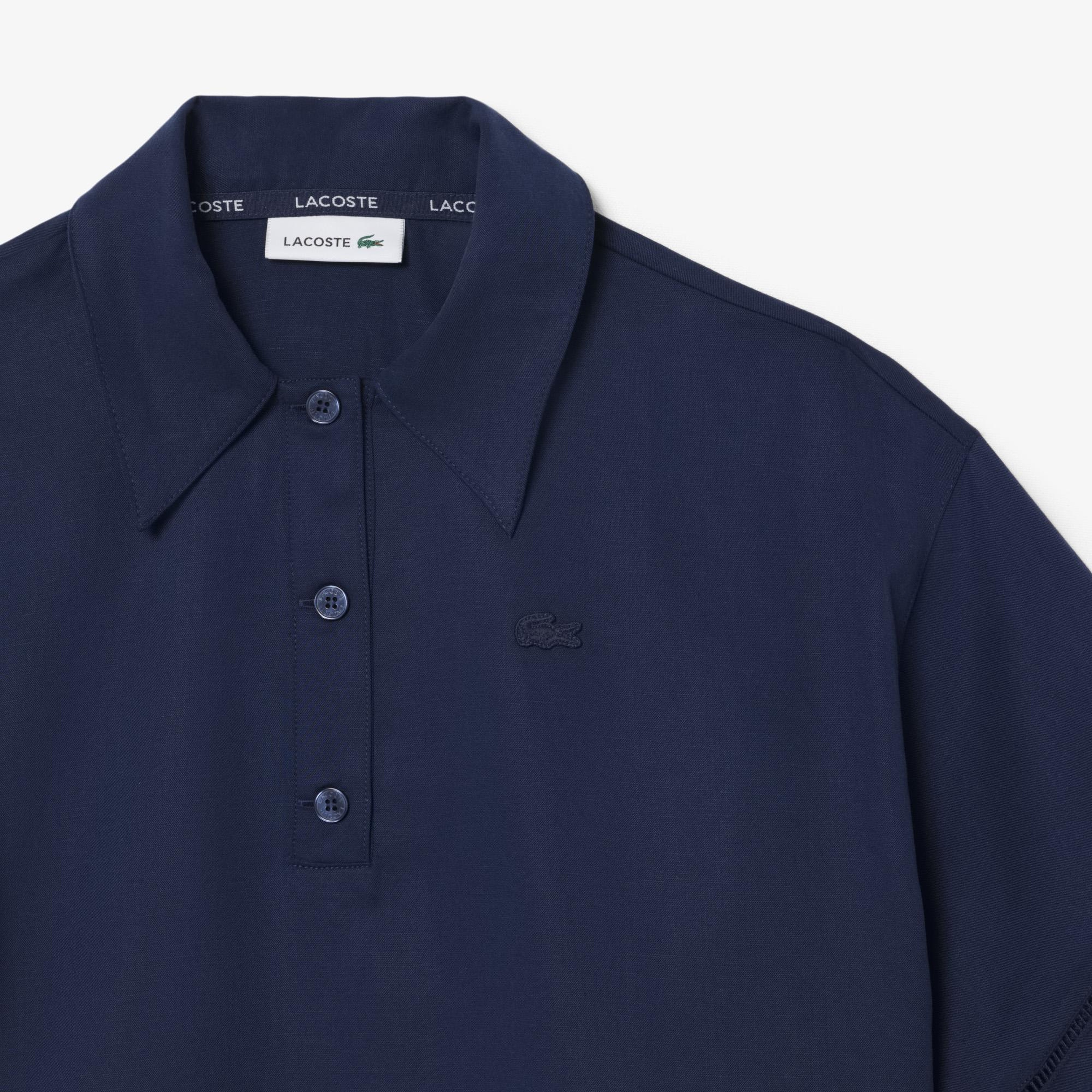 Kadın Oversize Fit Truvakar Kollu Lacivert Polo