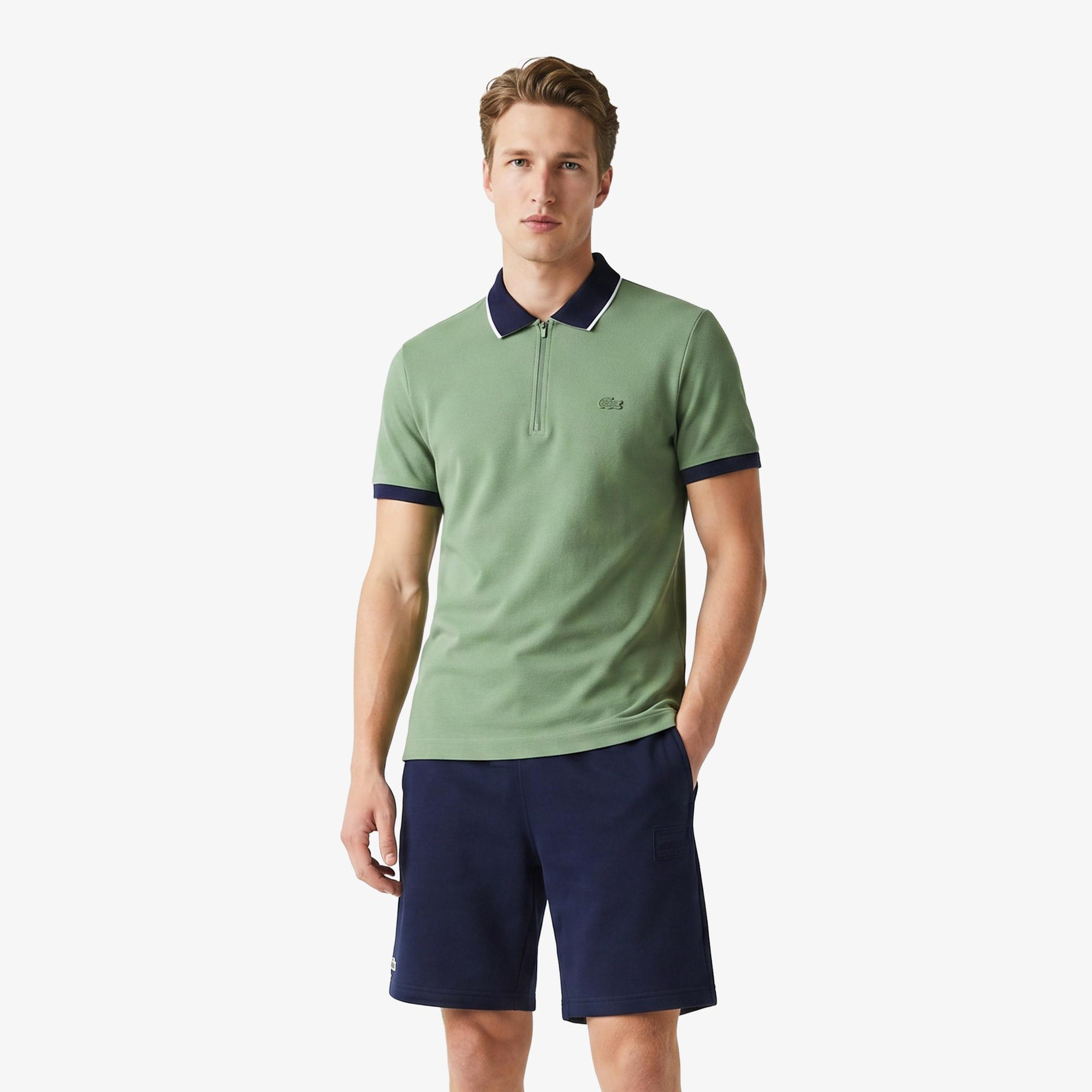 Erkek Regular Fit Renk Bloklu Yeşil Polo