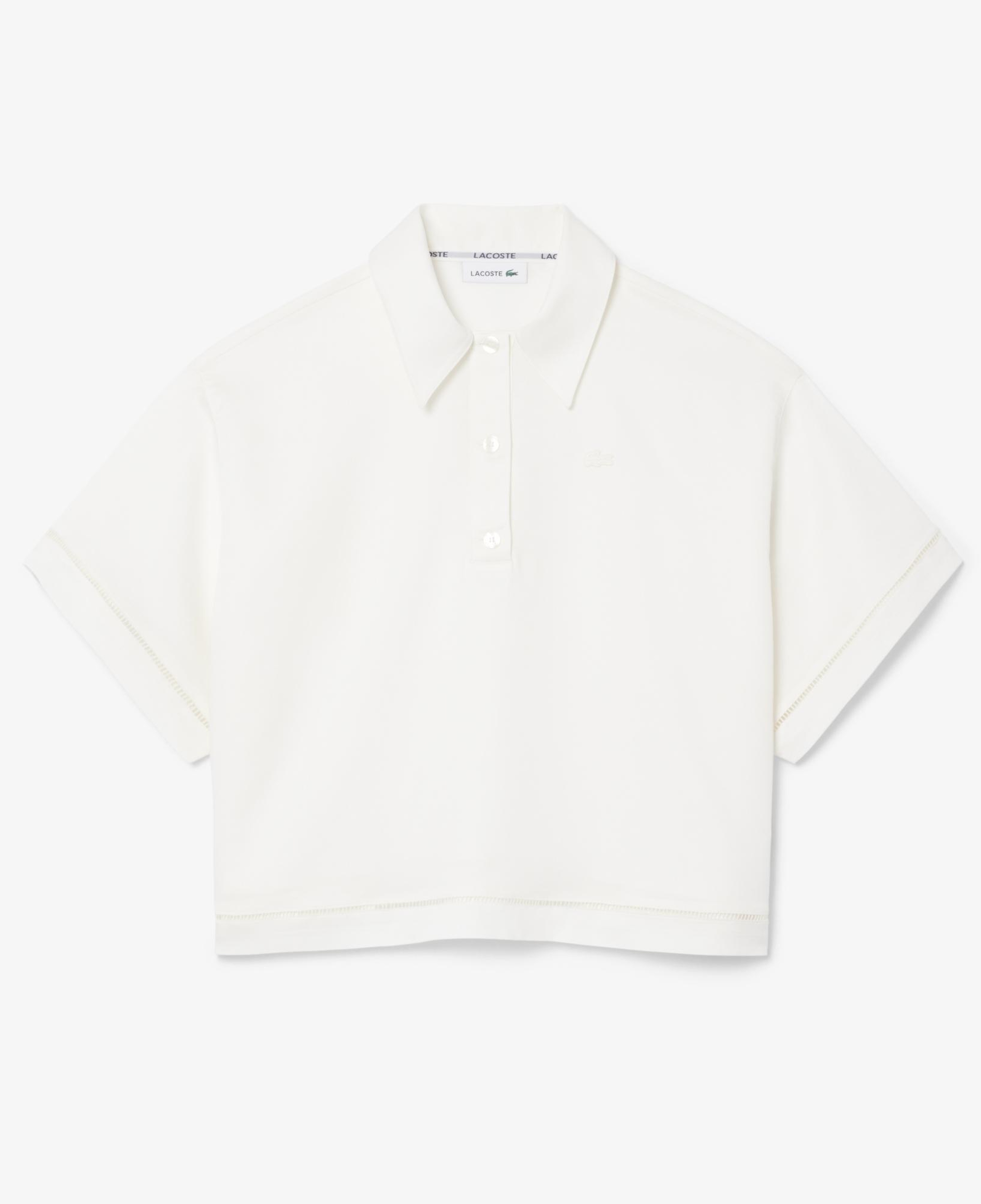 Kadın Oversize Fit Truvakar Kollu Beyaz Polo