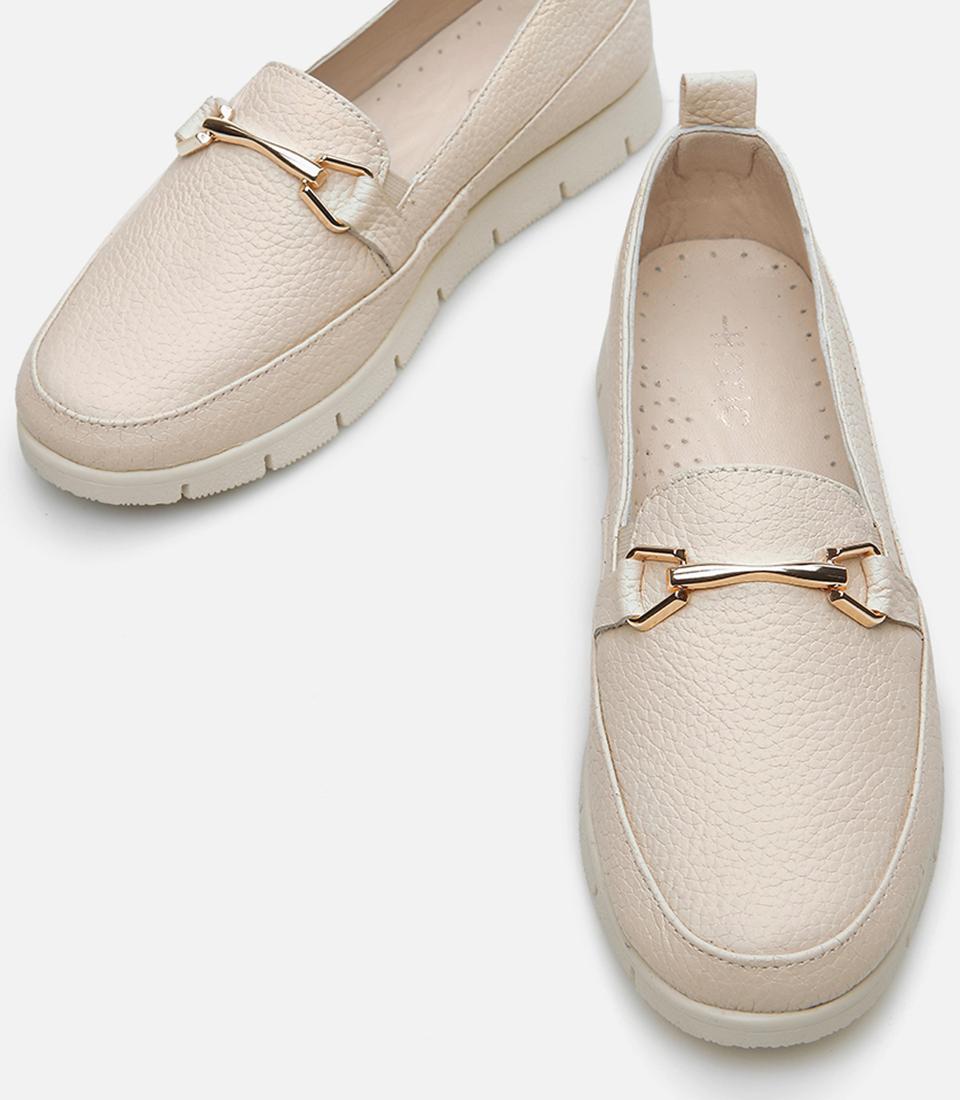 Kadın Deri Bej Loafer