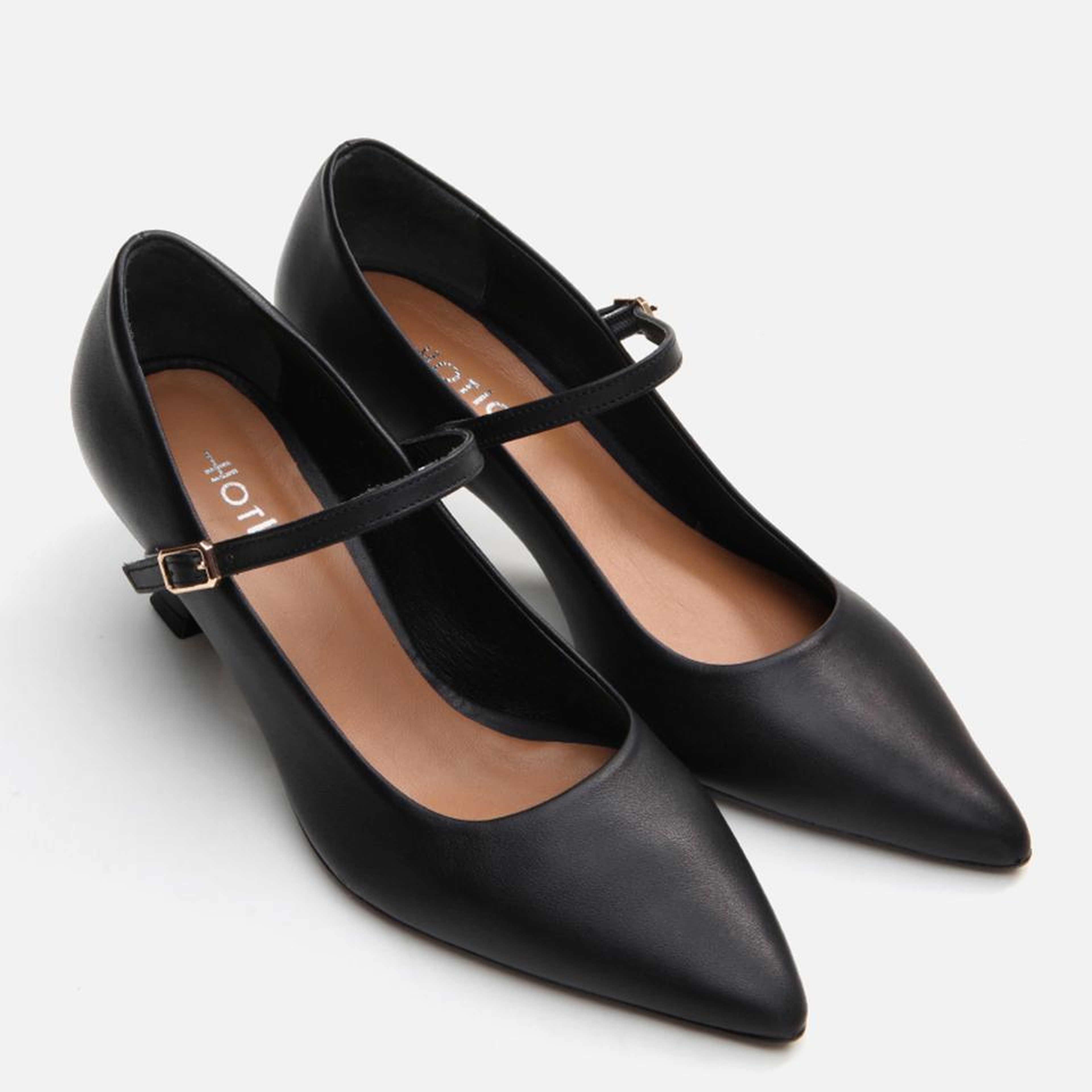 Kadın Deri Mary Jane Siyah Stiletto