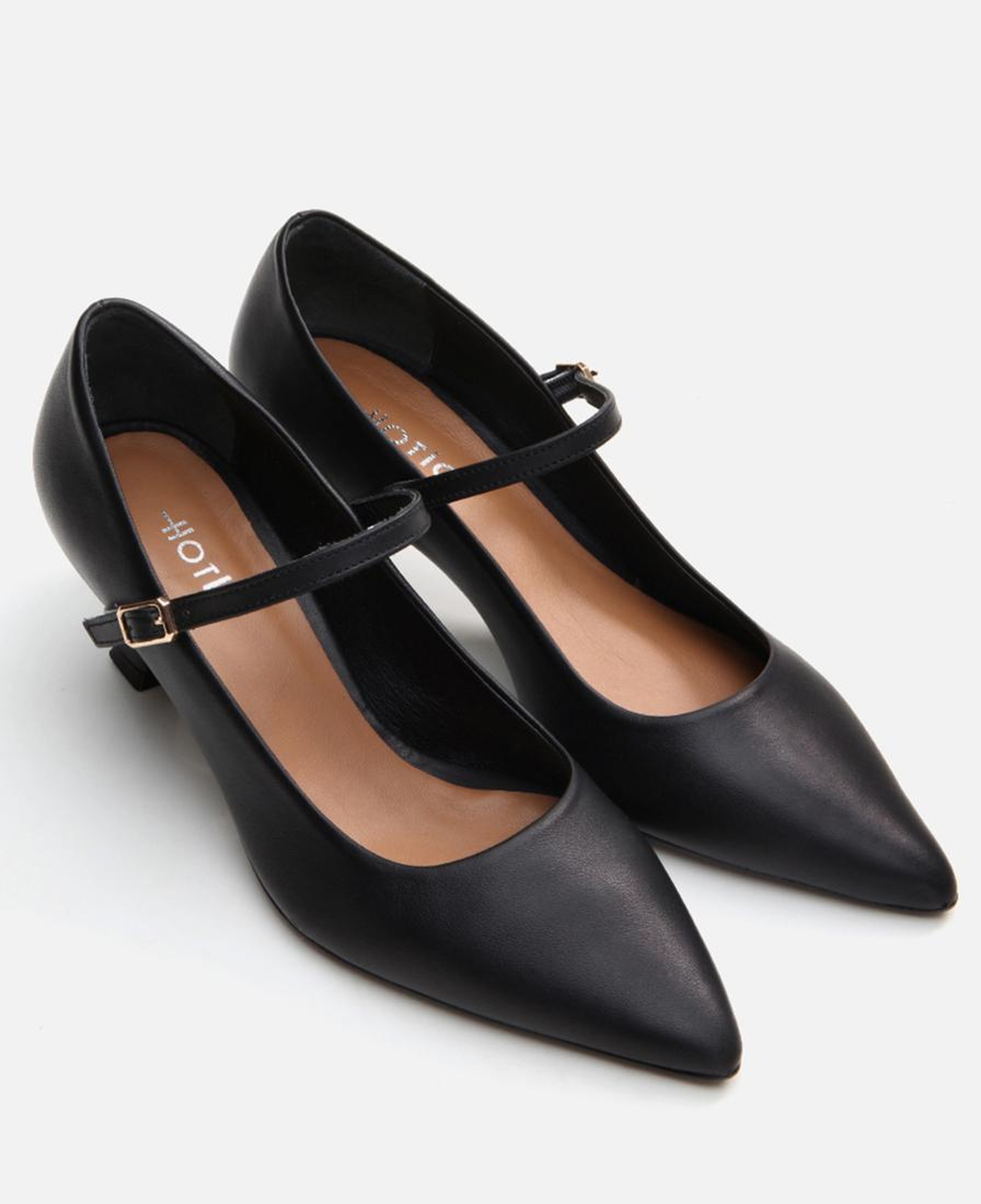 Kadın Deri Mary Jane Siyah Stiletto