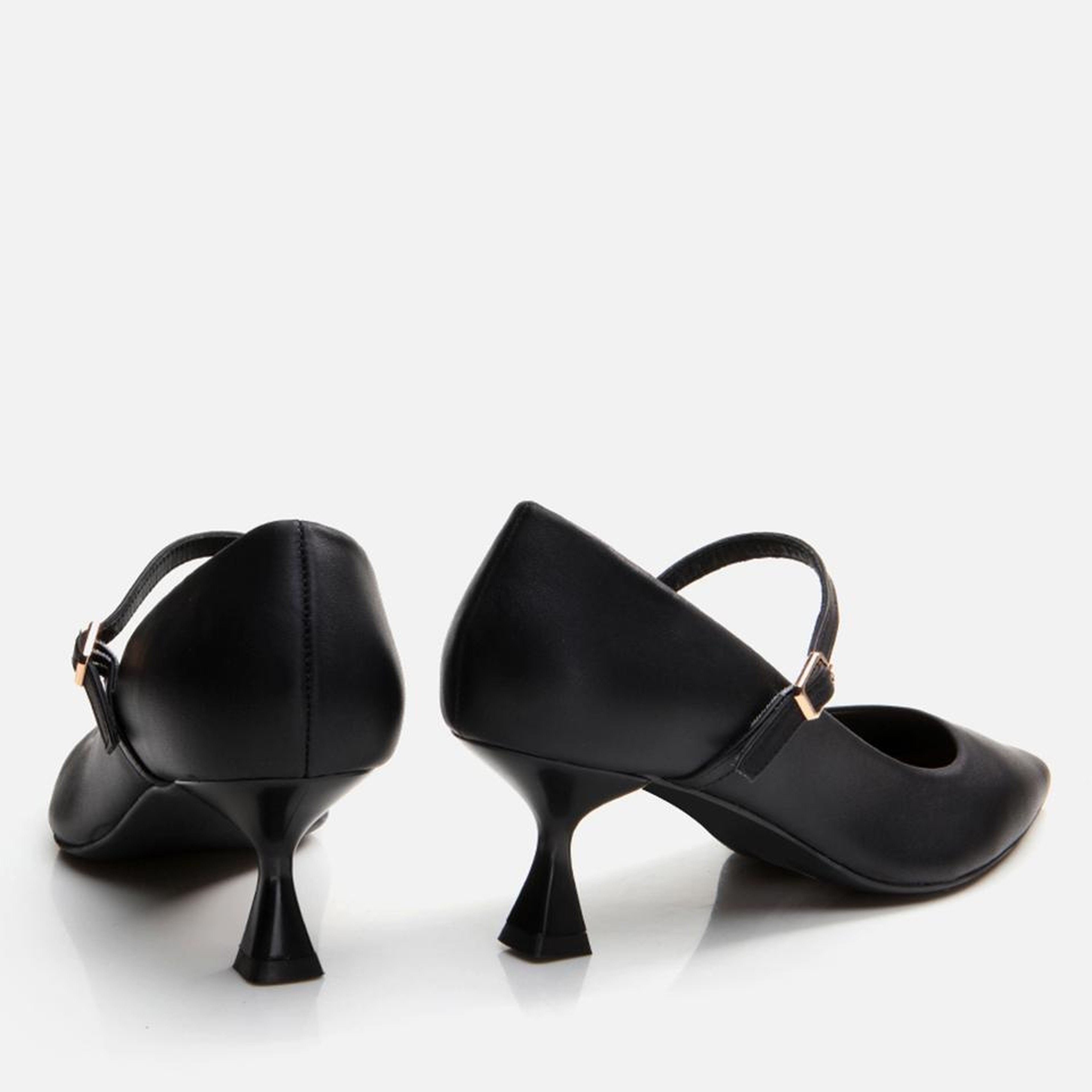 Kadın Deri Mary Jane Siyah Stiletto