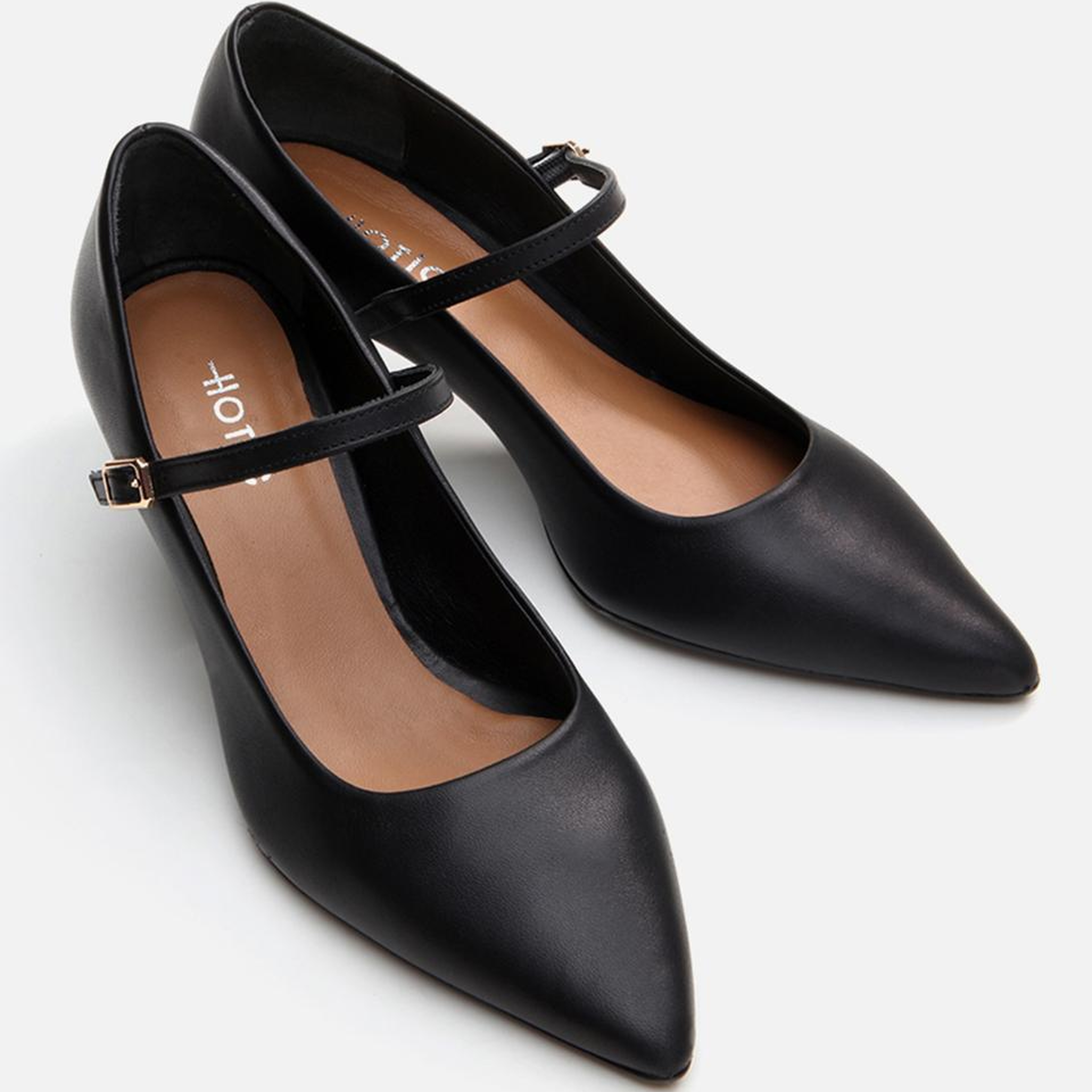 Kadın Deri Mary Jane Siyah Stiletto