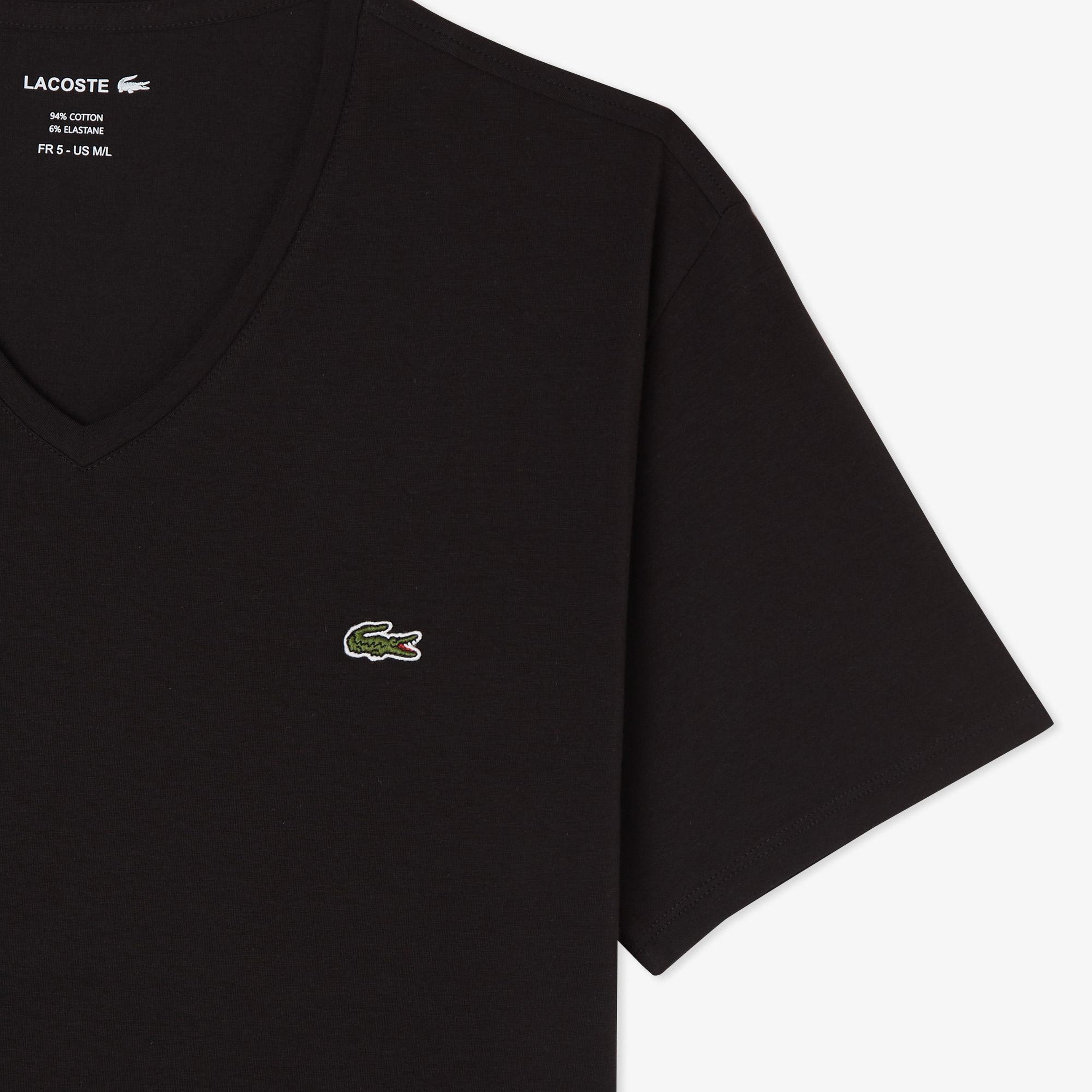 Erkek Slim Fit V Yaka Siyah T-Shirt