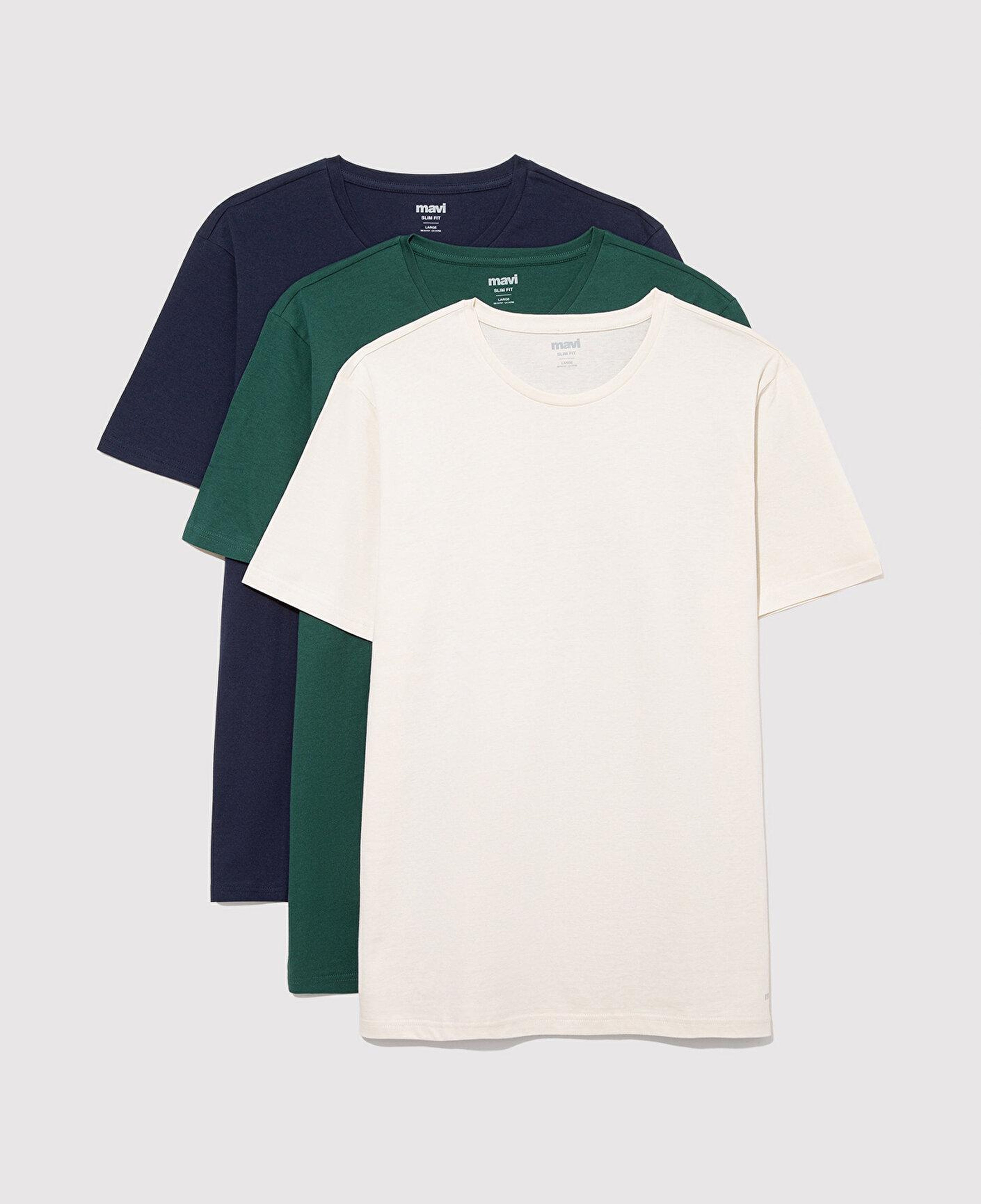 Mavi 3lü Bisiklet Yaka Erkek Basic Tişört Slim Fit / Dar Kesim 0611784-70490