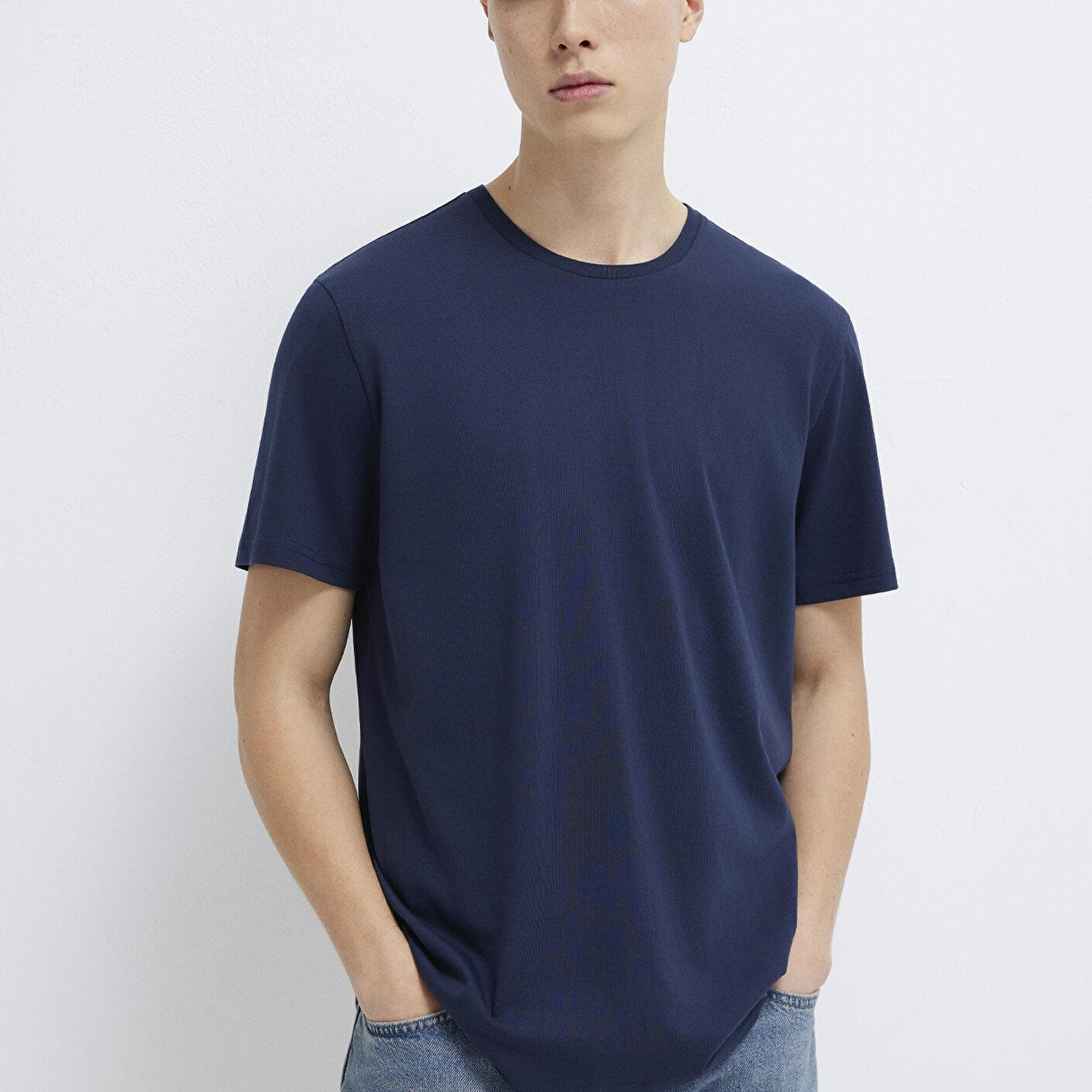 Mavi 3lü Bisiklet Yaka Erkek Basic Tişört Slim Fit / Dar Kesim 0611784-70490