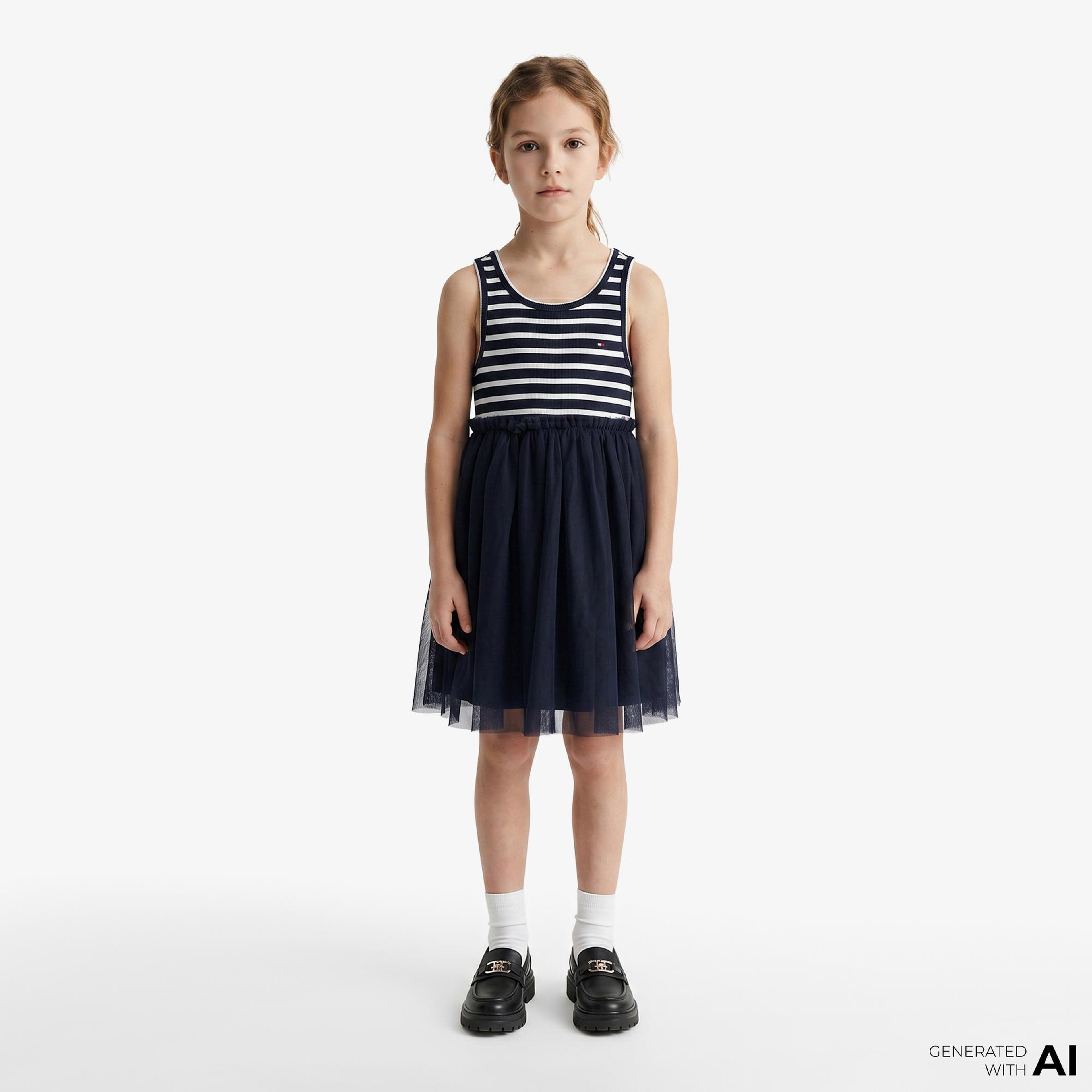 Tommy Hilfiger Little Çocuk Lacivert Elbise