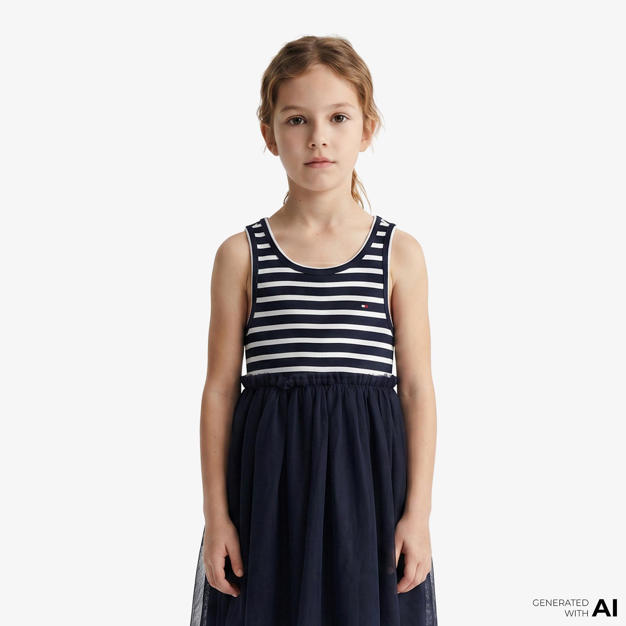 Tommy Hilfiger Little Çocuk Lacivert Elbise