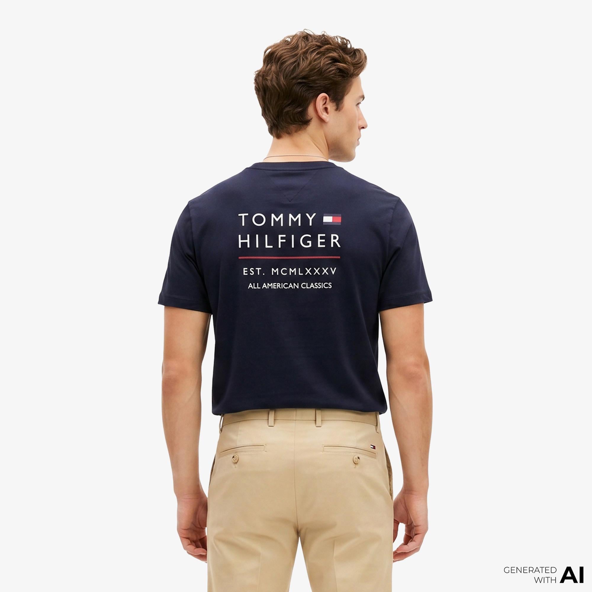 Tommy Hilfiger Brand Love Erkek Lacivert T-Shirt