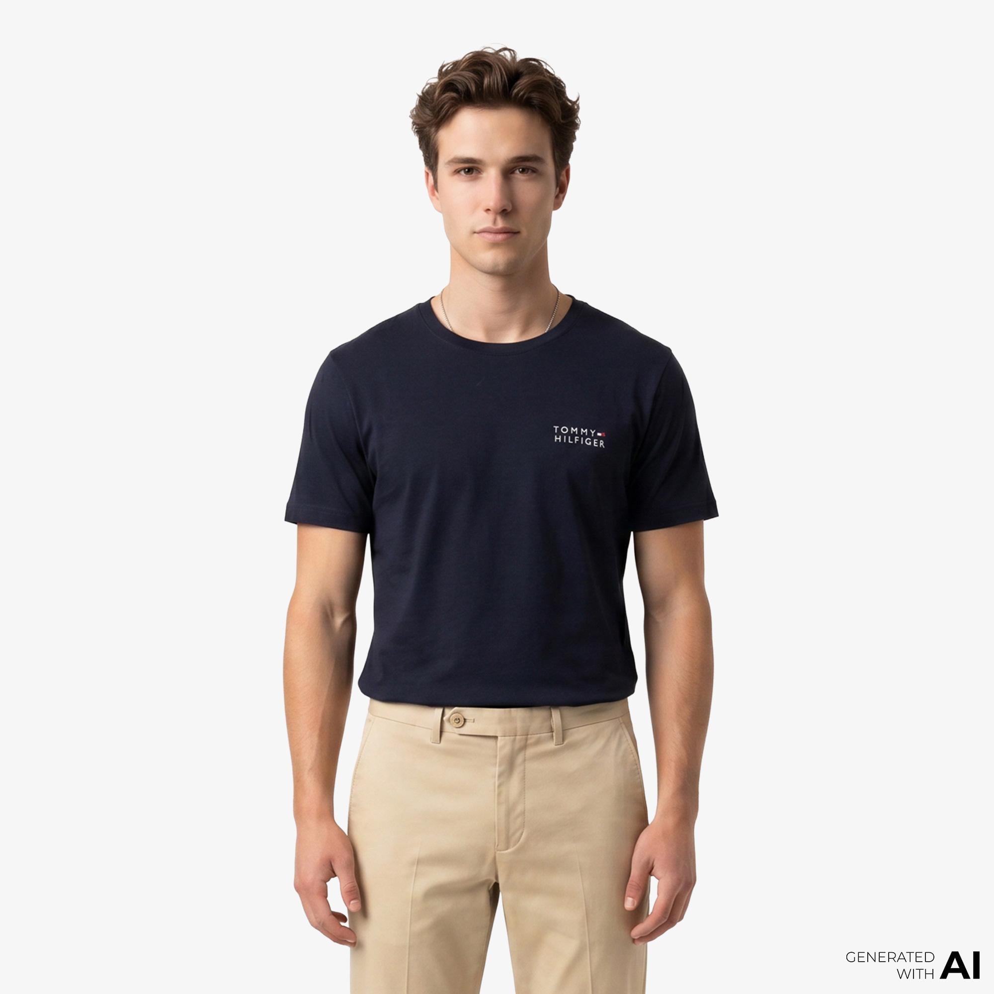 Tommy Hilfiger Brand Love Erkek Lacivert T-Shirt