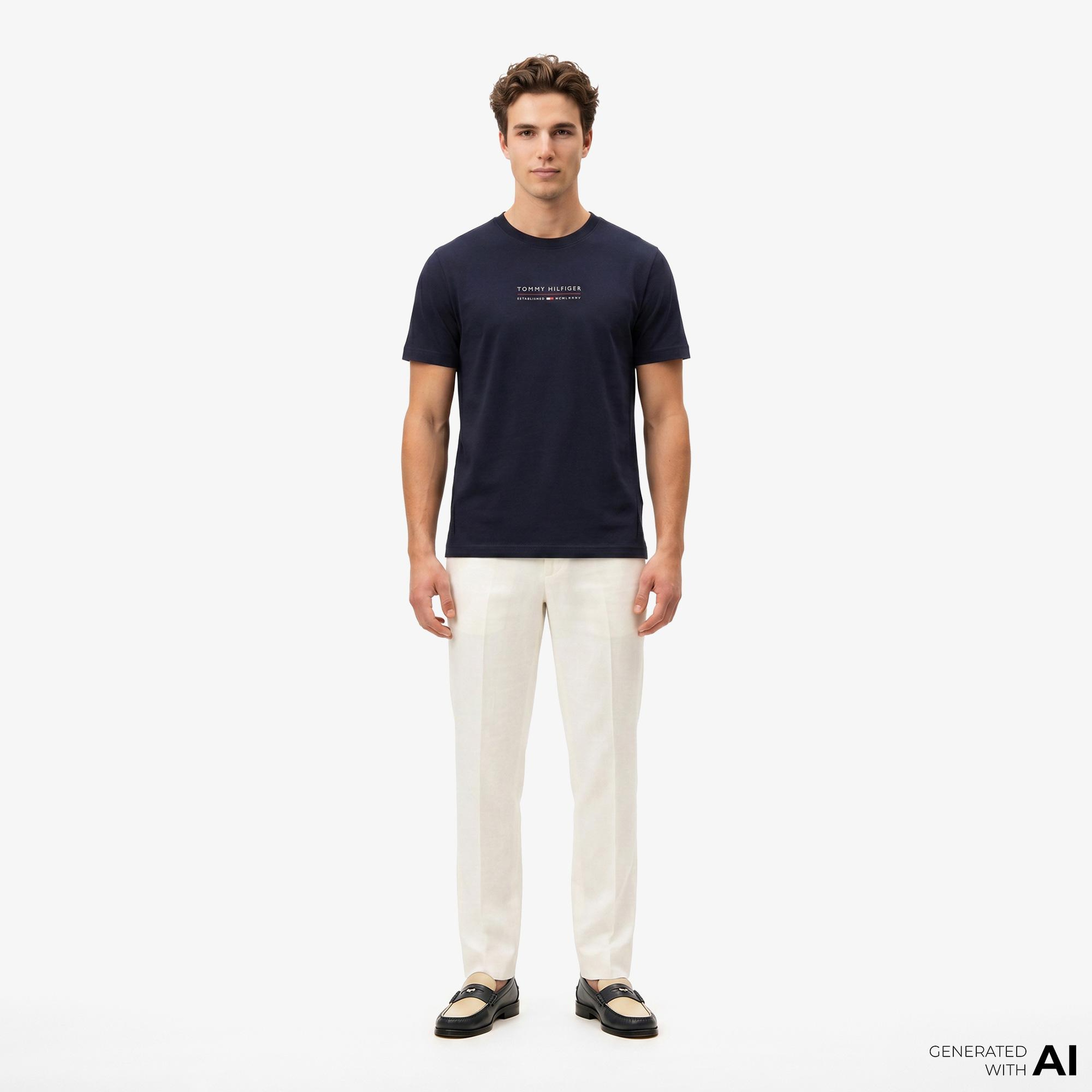 Tommy Hilfiger Brand Love Erkek Lacivert T-Shirt