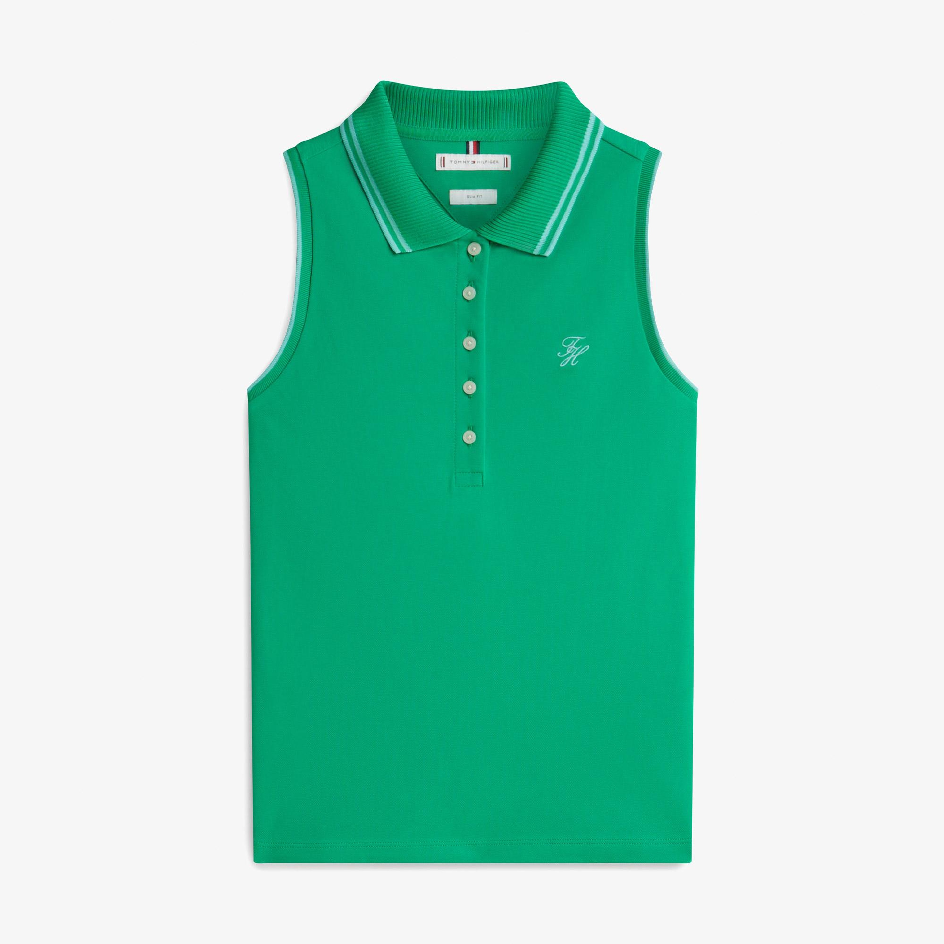 Tommy Hilfiger Swimshop Kadın Yeşil Polo Yaka T-Shirt