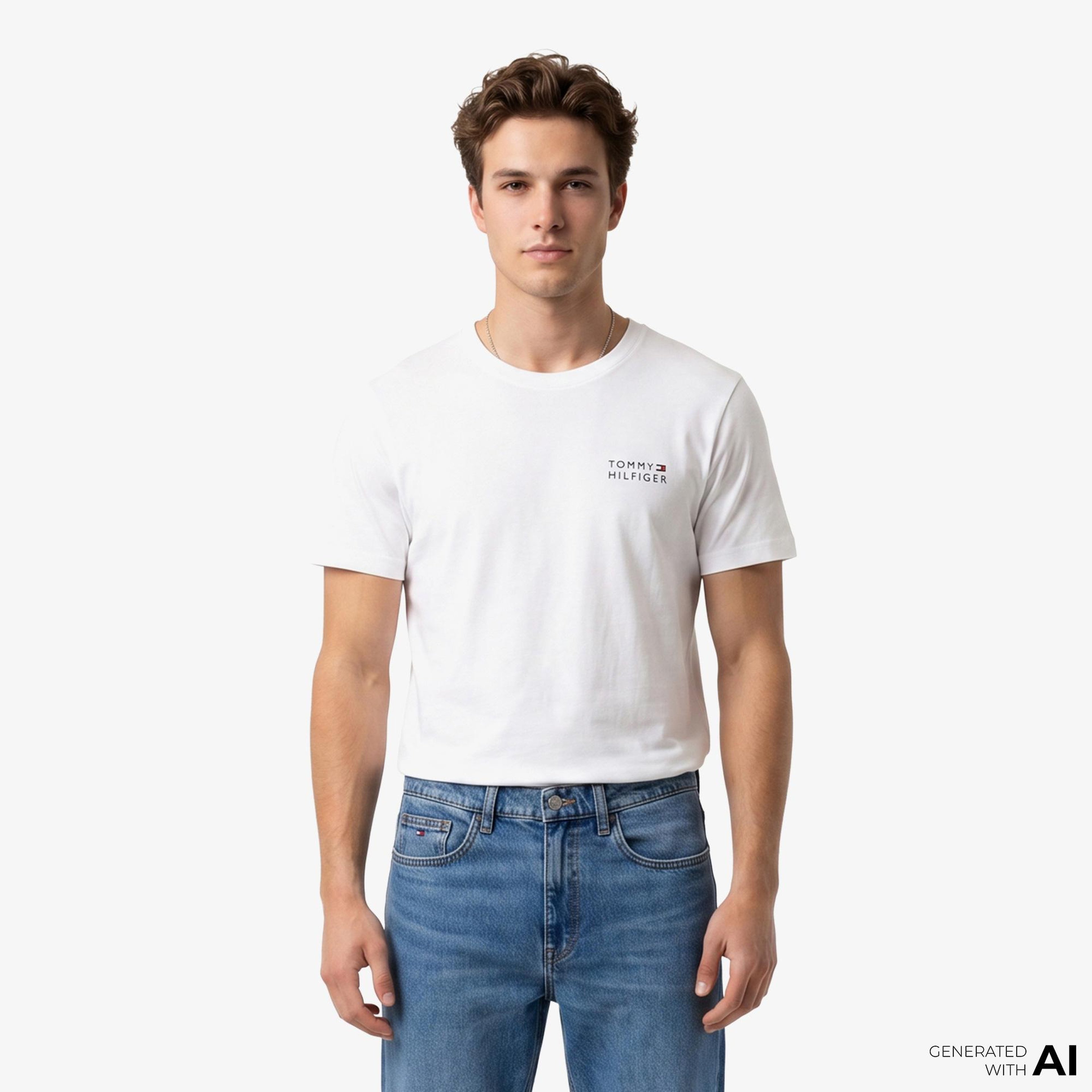 Tommy Hilfiger Brand Love Erkek Beyaz T-Shirt