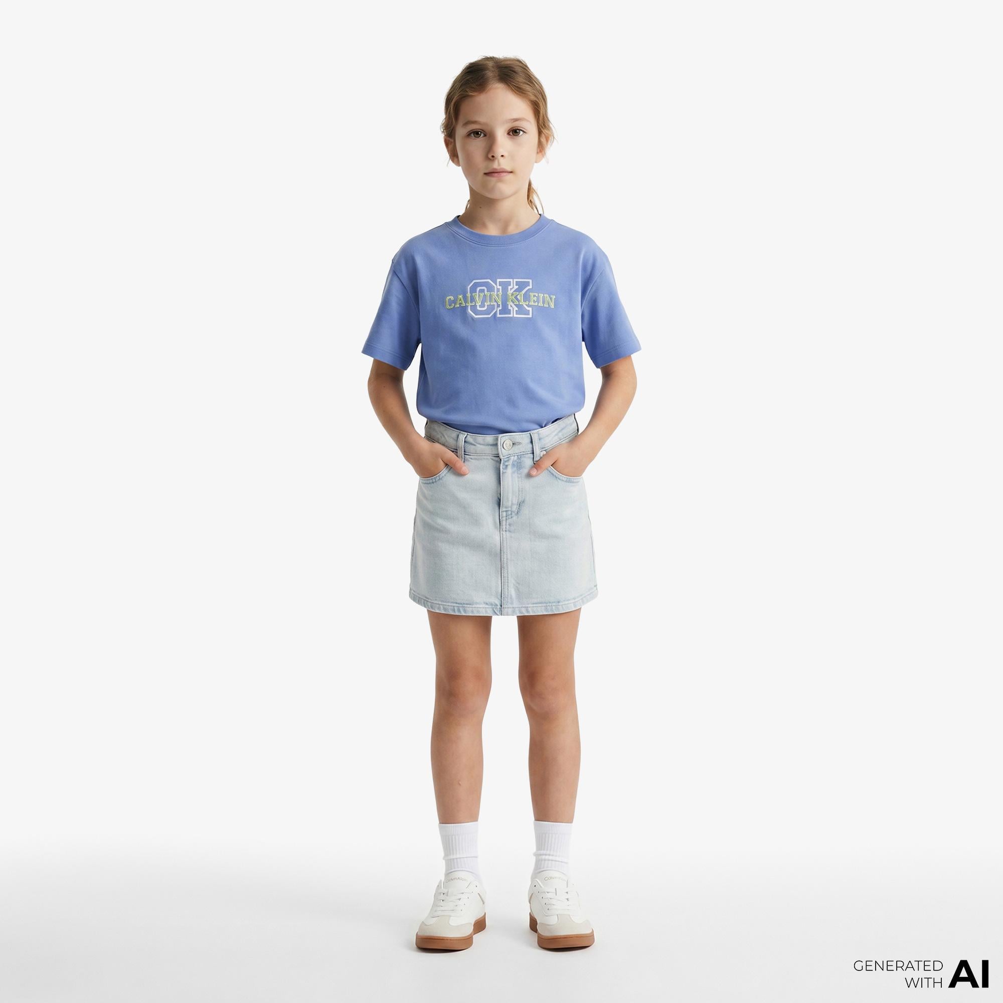 Calvin Klein Varsity Logo Çocuk Mavi T-Shirt