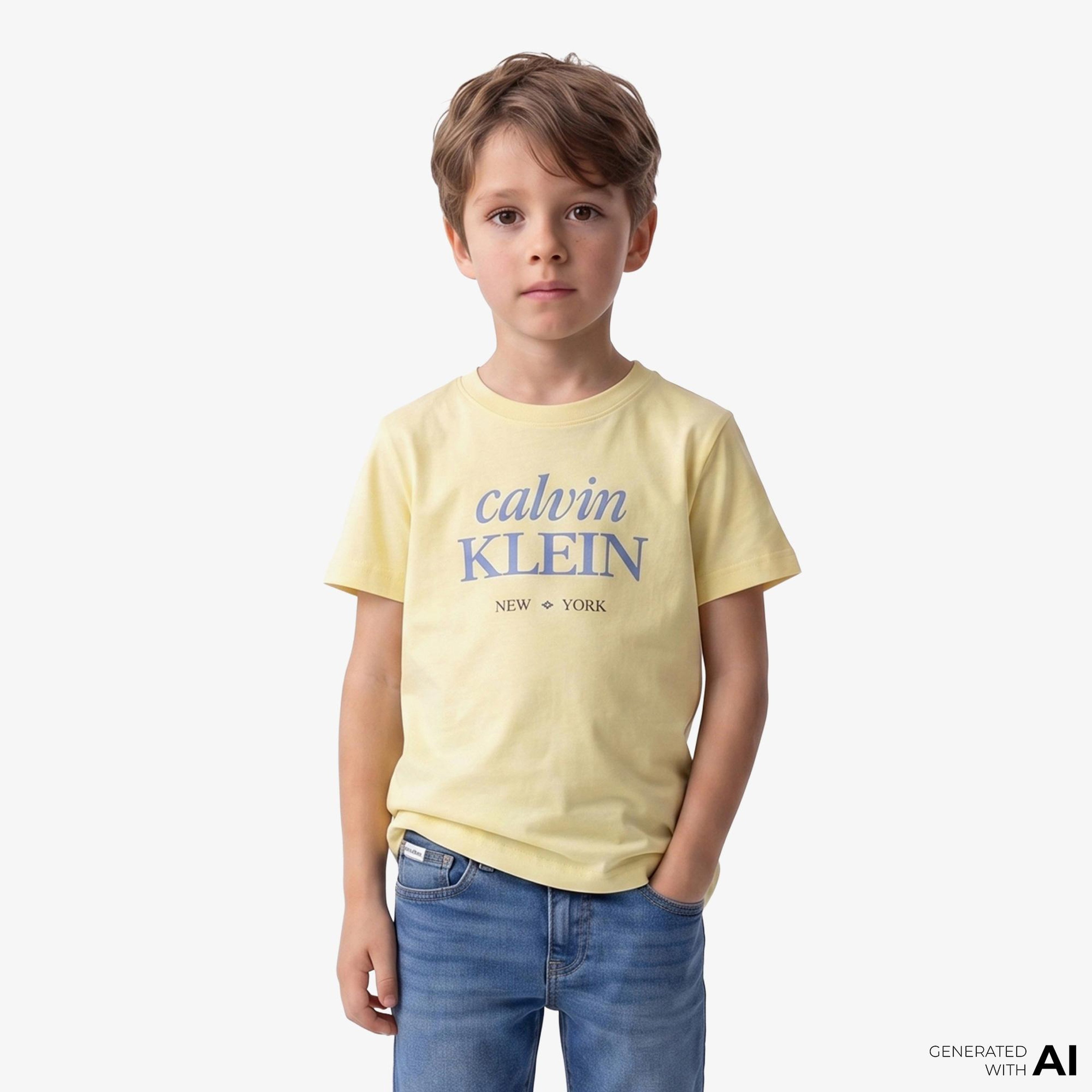 Calvin Klein Logo Çocuk Sarı T-Shirt