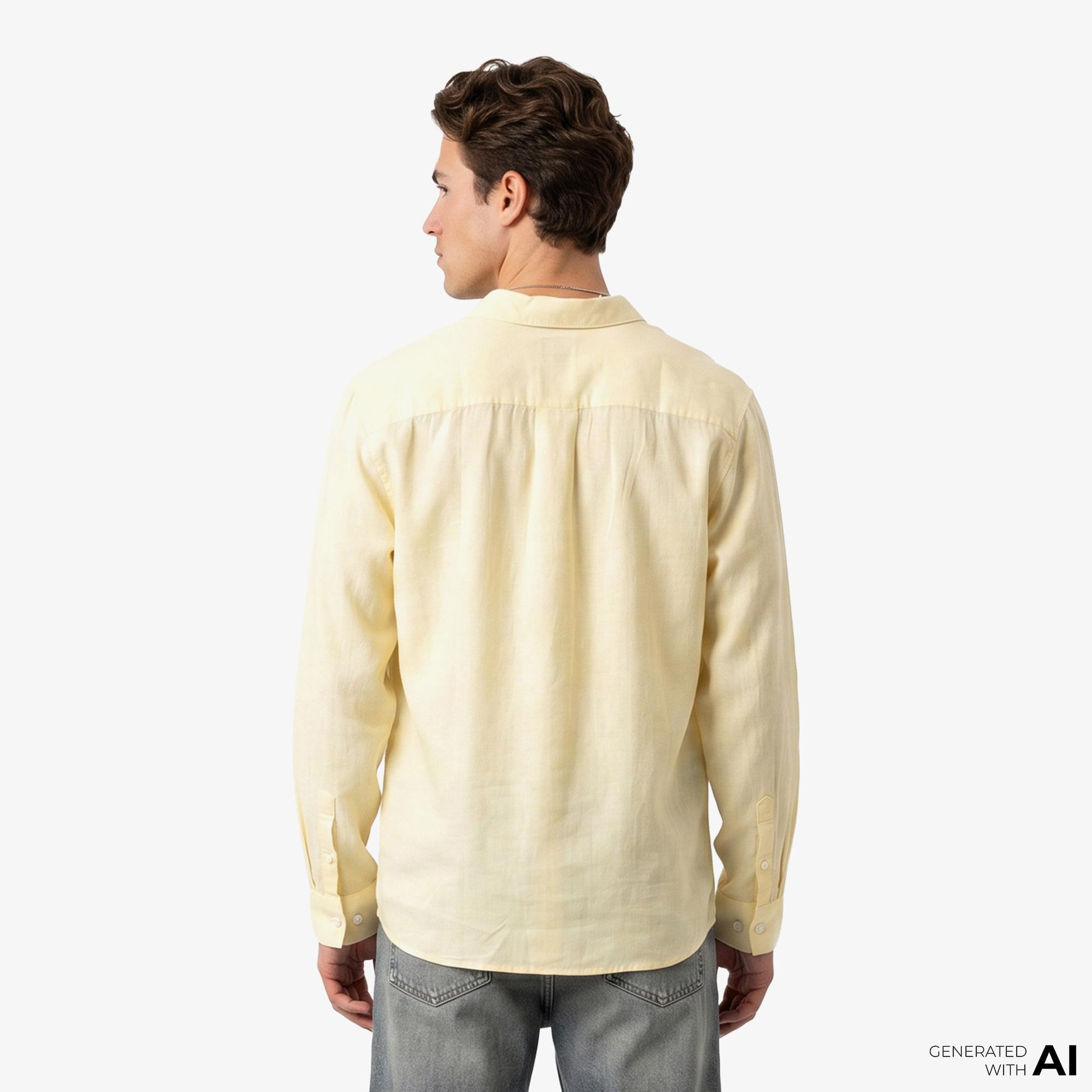 Calvin Klein Solid Linen Classic Erkek Beyaz Gömlek