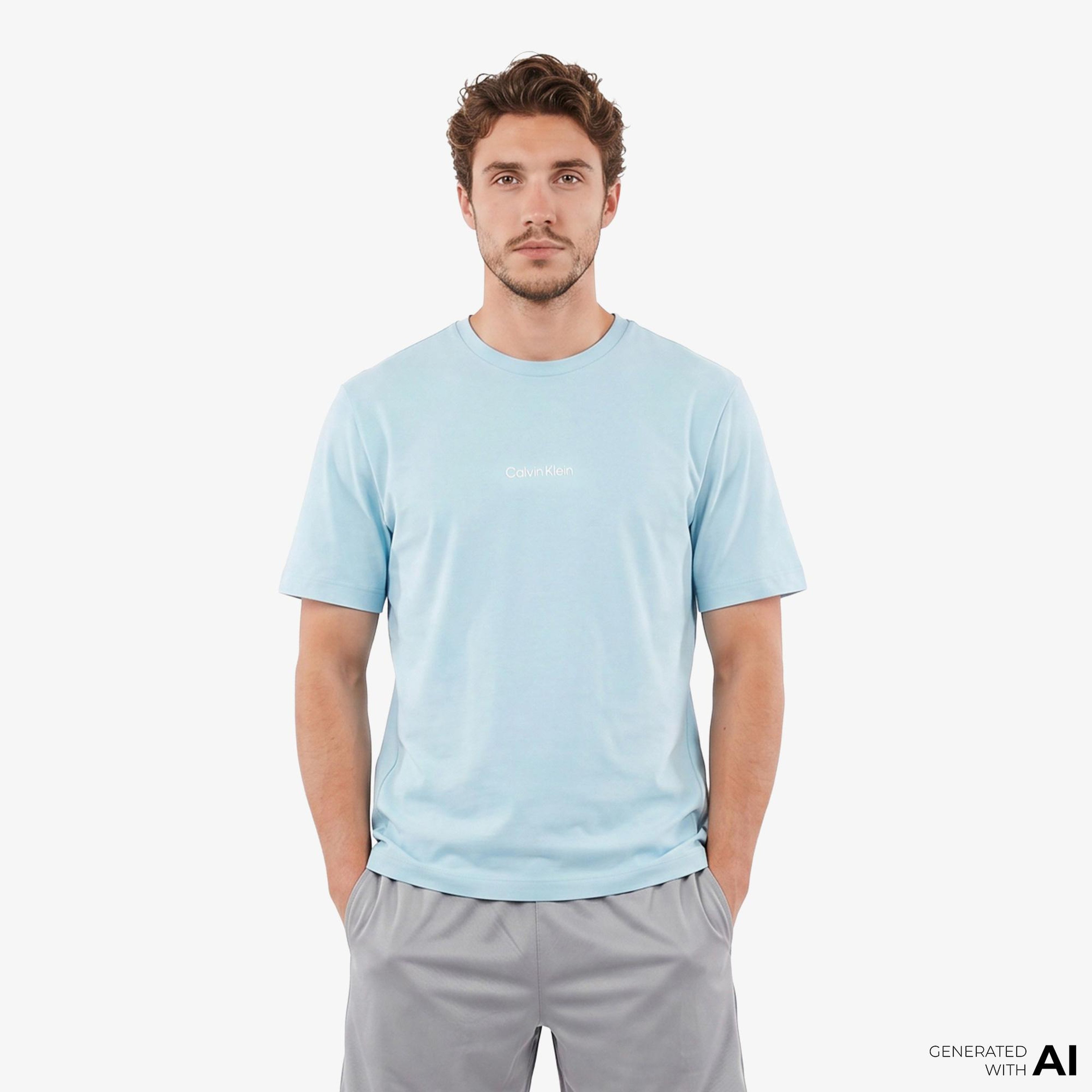 Calvin Klein Crew Neck Erkek Mavi T-Shirt