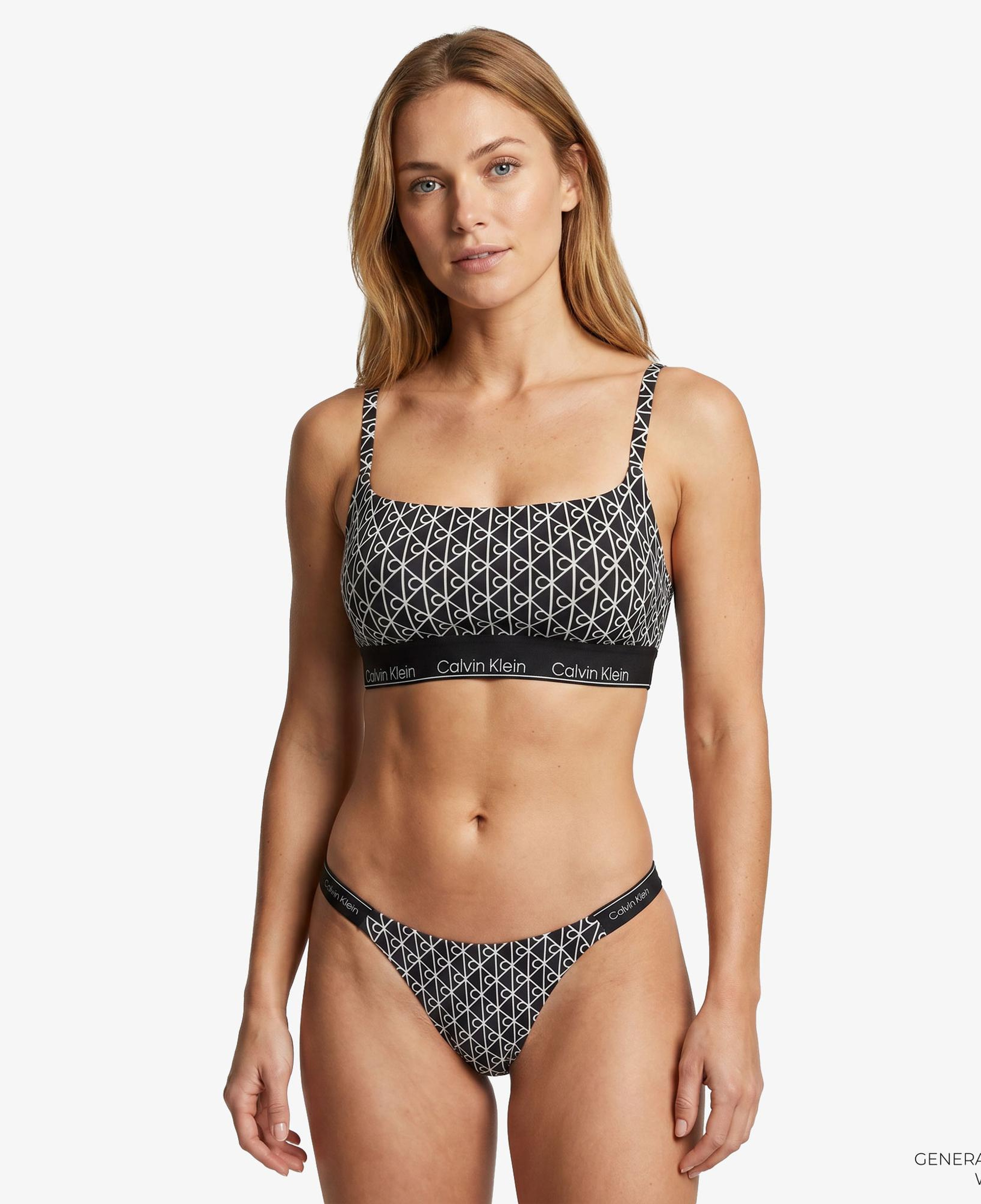 Calvin Klein Square Neck Spor Sütyenilette Kadın Siyah Bikini Üstü