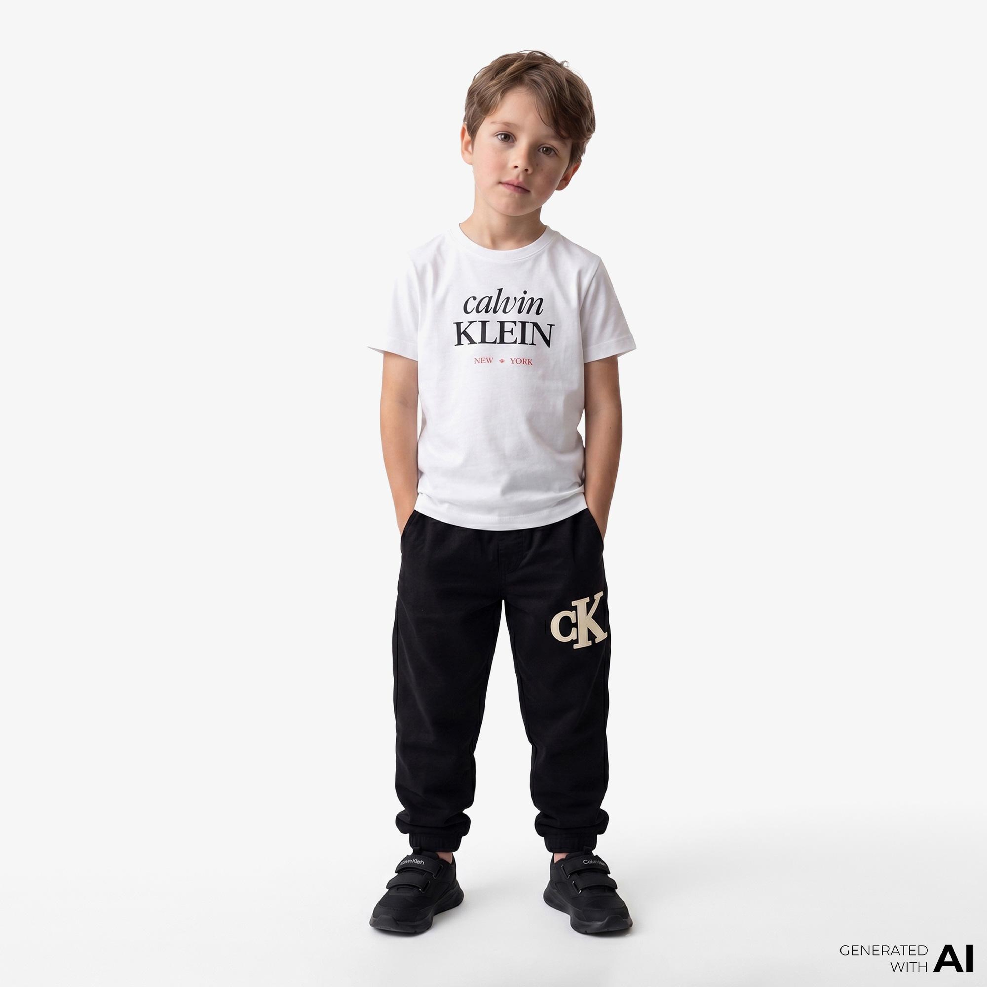 Calvin Klein Logo Çocuk Beyaz T-Shirt