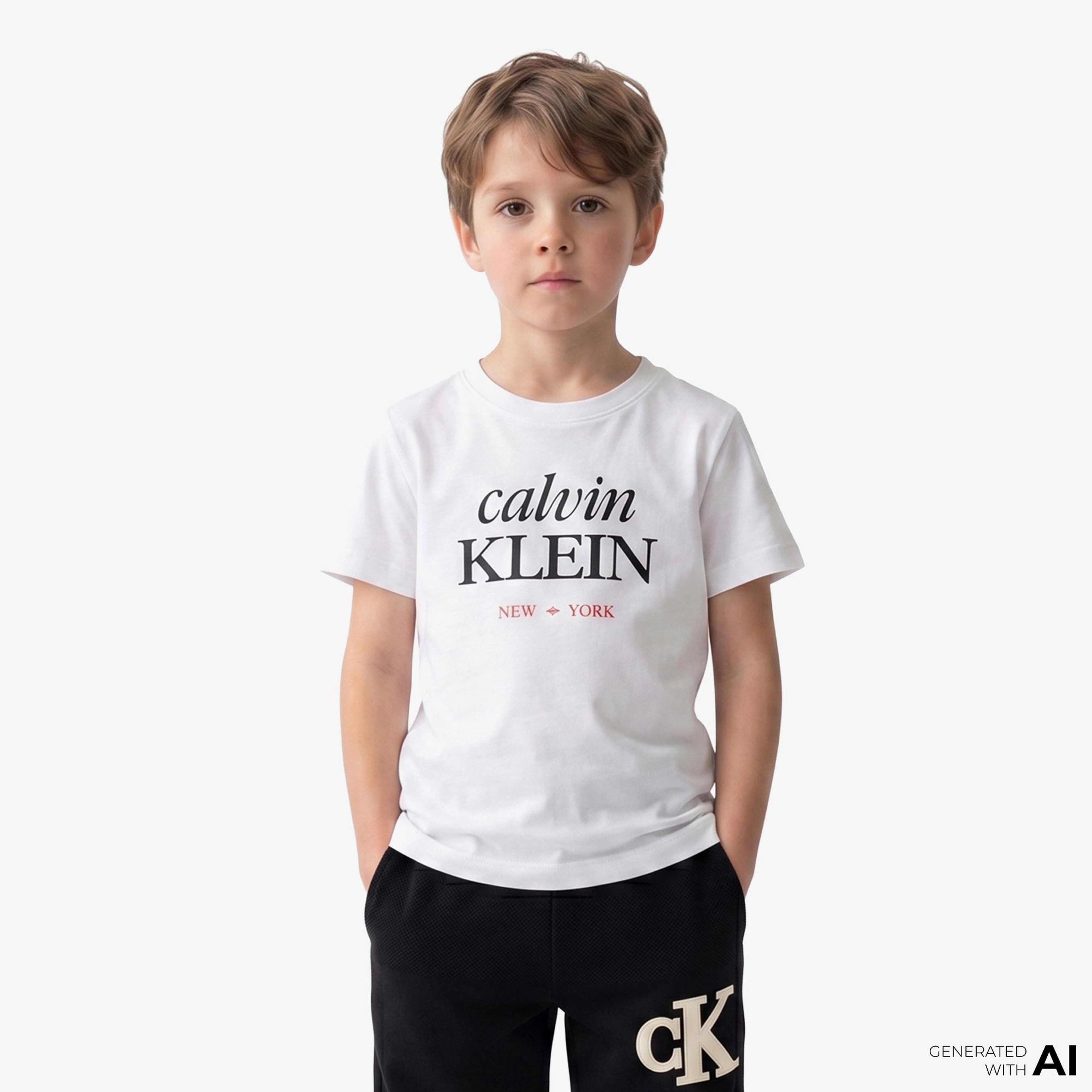 Calvin Klein Logo Çocuk Beyaz T-Shirt