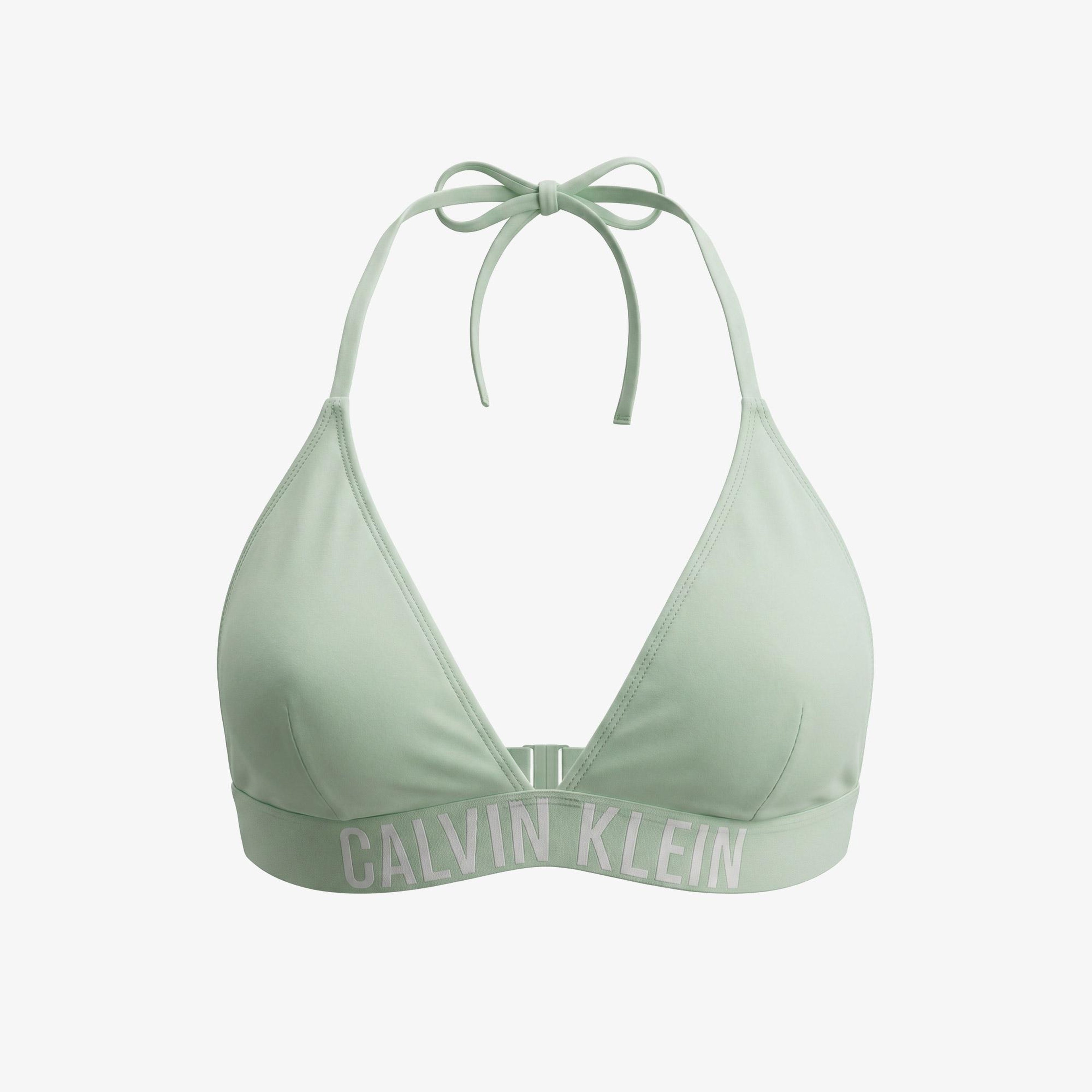 Calvin Klein Halter Triangle Kadın Haki Bikini Üstü