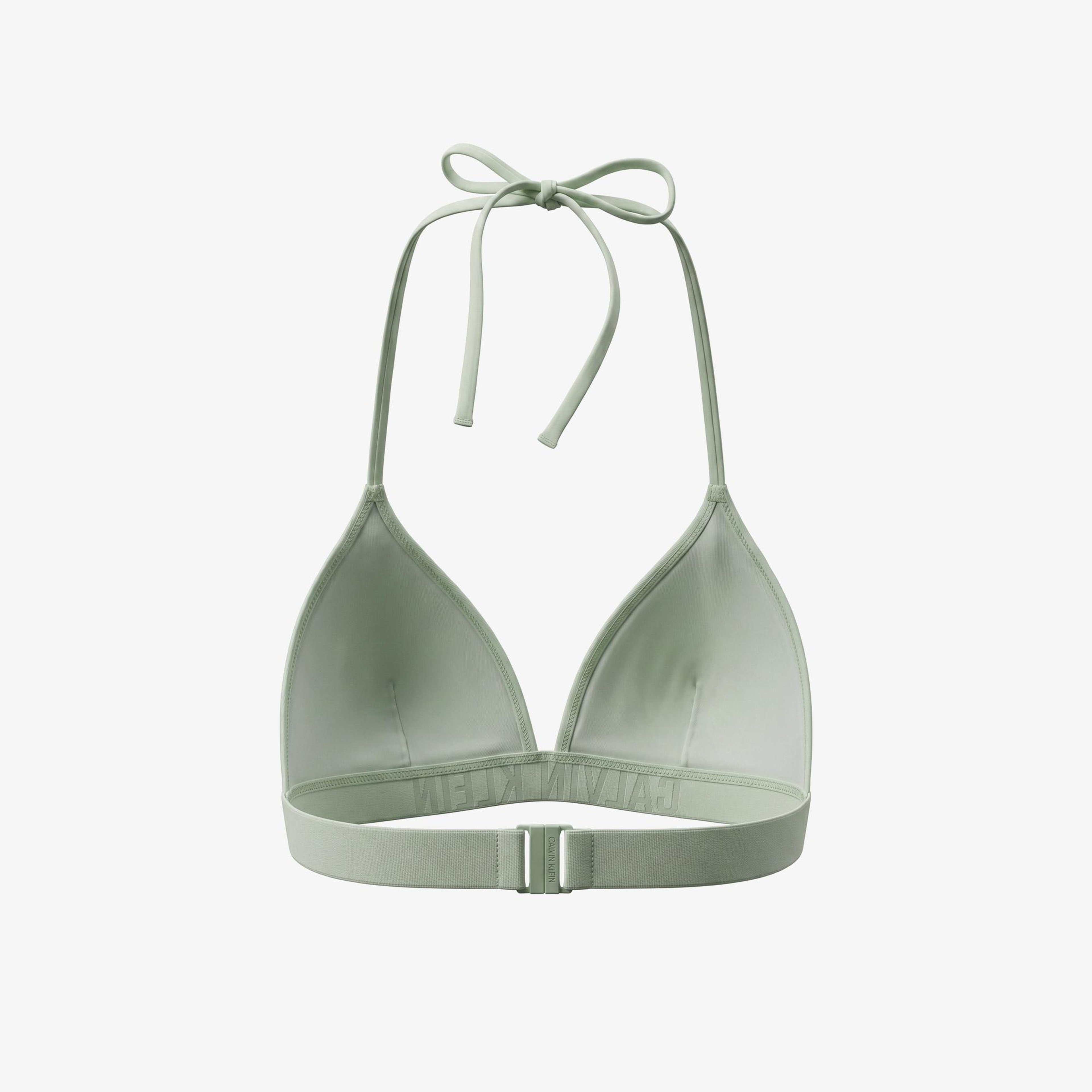 Calvin Klein Halter Triangle Kadın Haki Bikini Üstü
