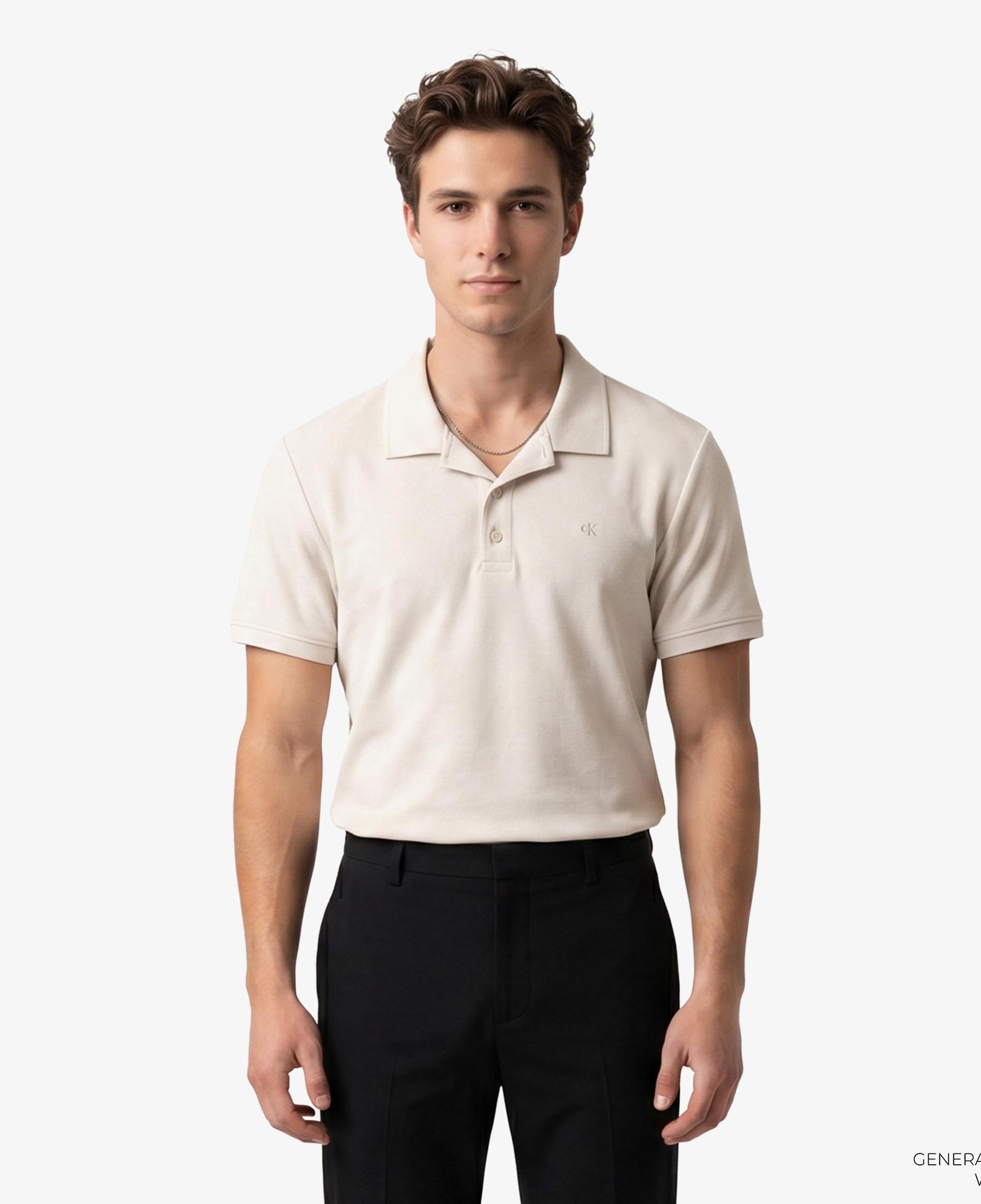 Calvin Klein Easy Micro Waffle Camp Erkek Bej Polo