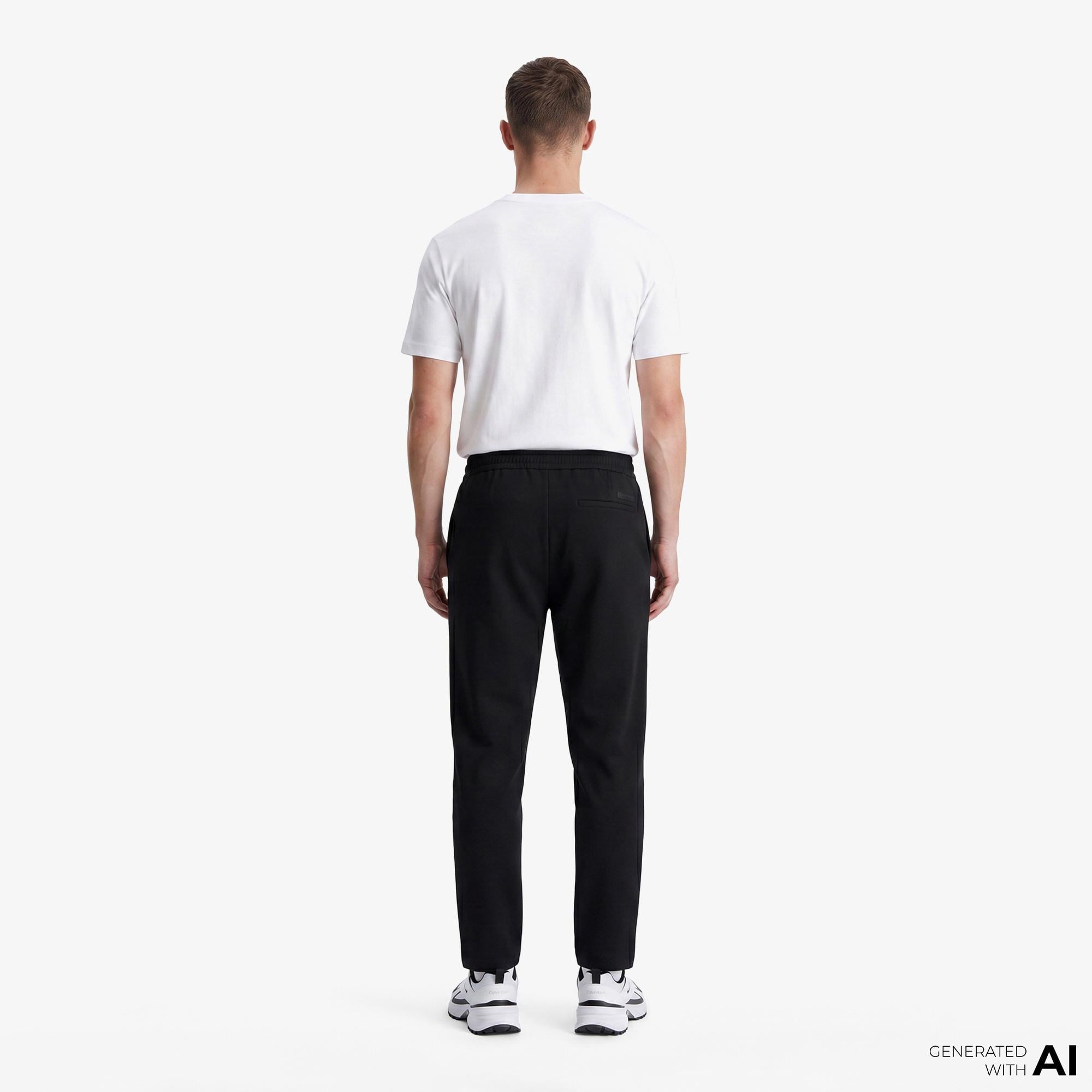 Calvin Klein Tapered Tech Knit Pleated Erkek Siyah Pantolon