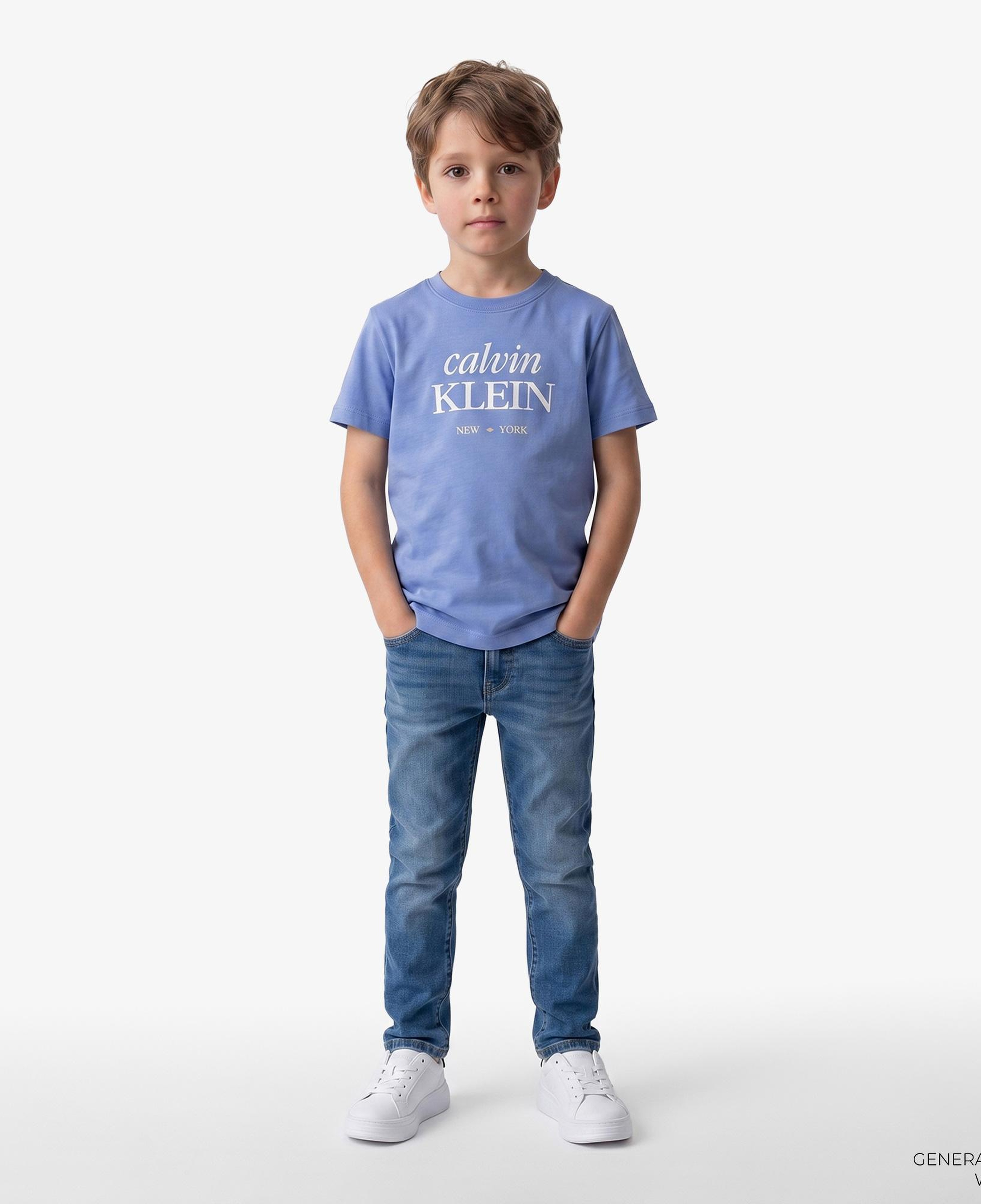 Calvin Klein Logo Çocuk Mavi T-Shirt