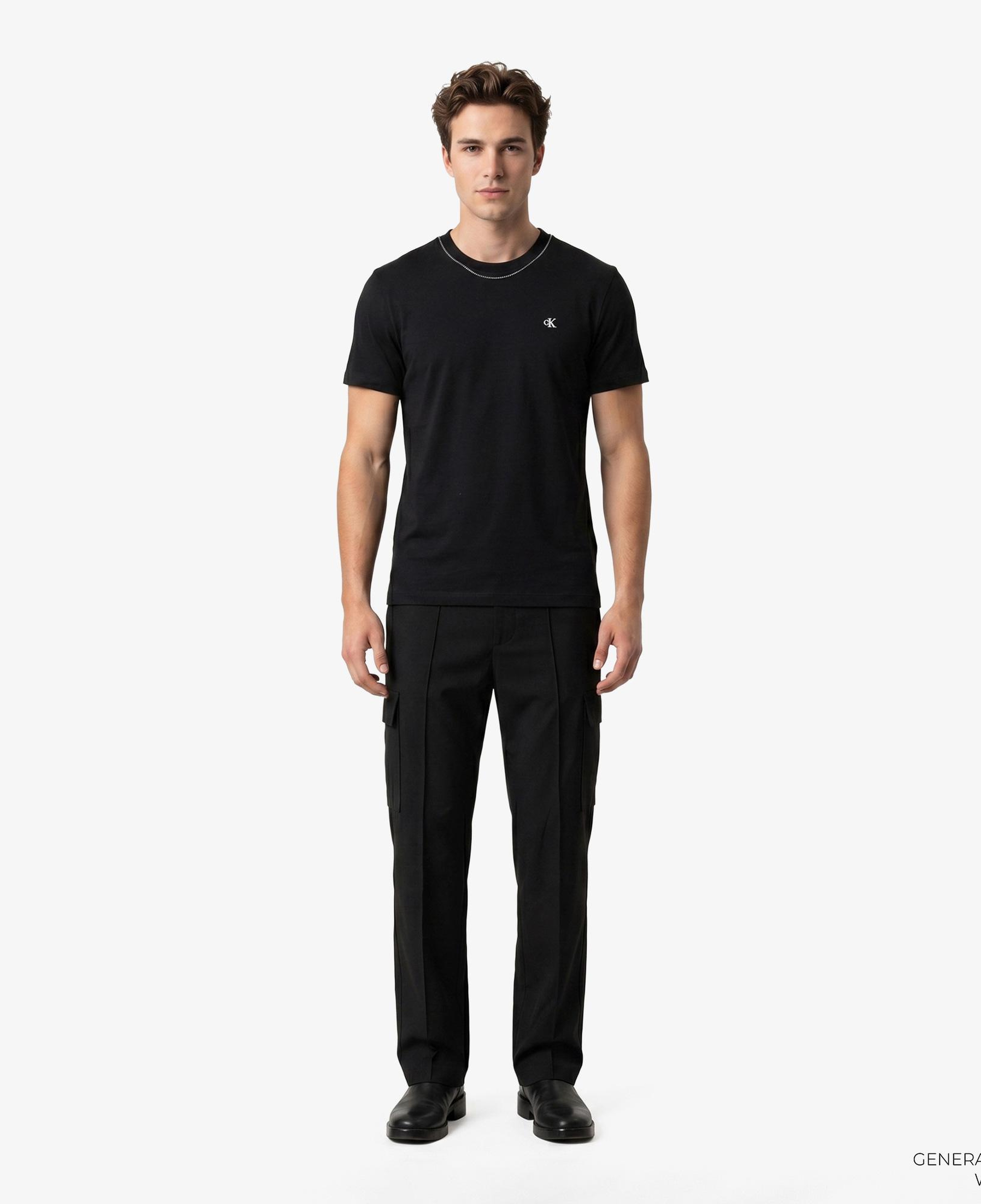 Calvin Klein Contrast Collar Stitch Crewnk Erkek Siyah T-Shirt