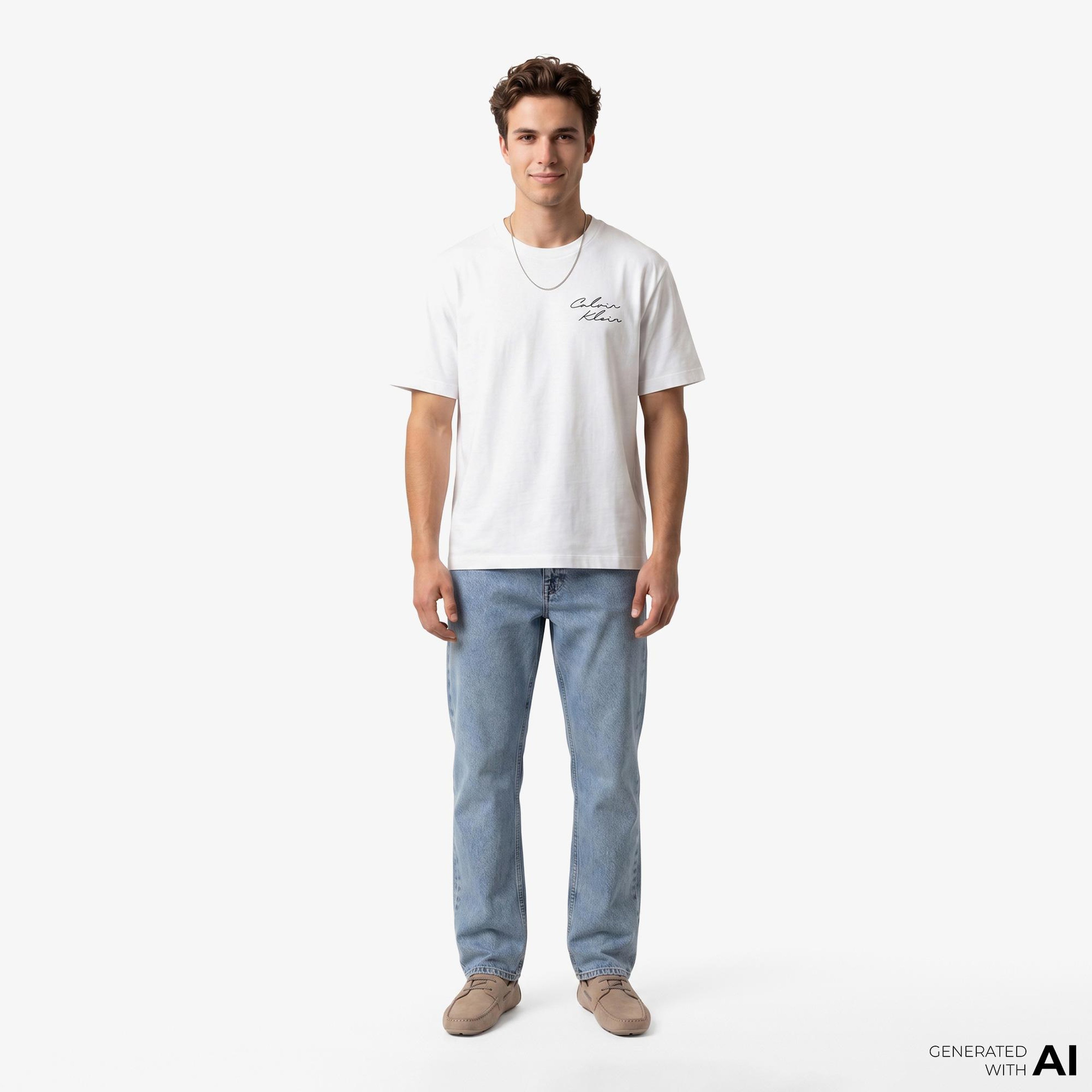 Calvin Klein April Graphic Seasonal Fashi Erkek Beyaz T-Shirt