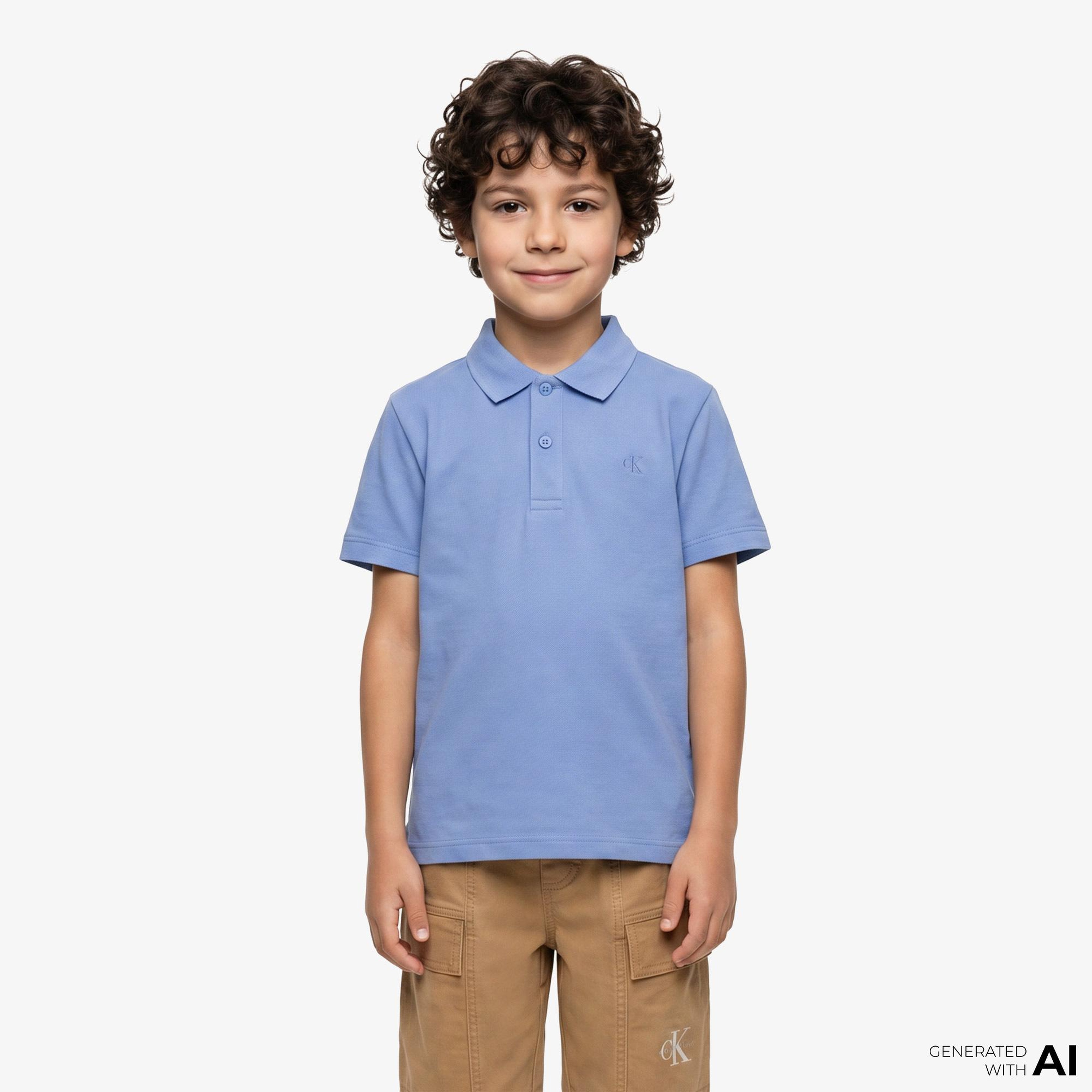 Calvin Klein Solid Çocuk Mavi Polo
